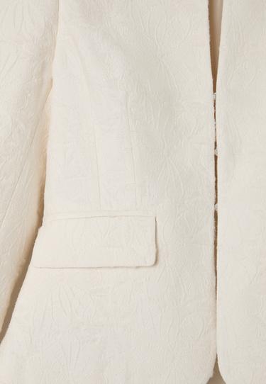 Asymmetric jacquard blazer — Ecru 9