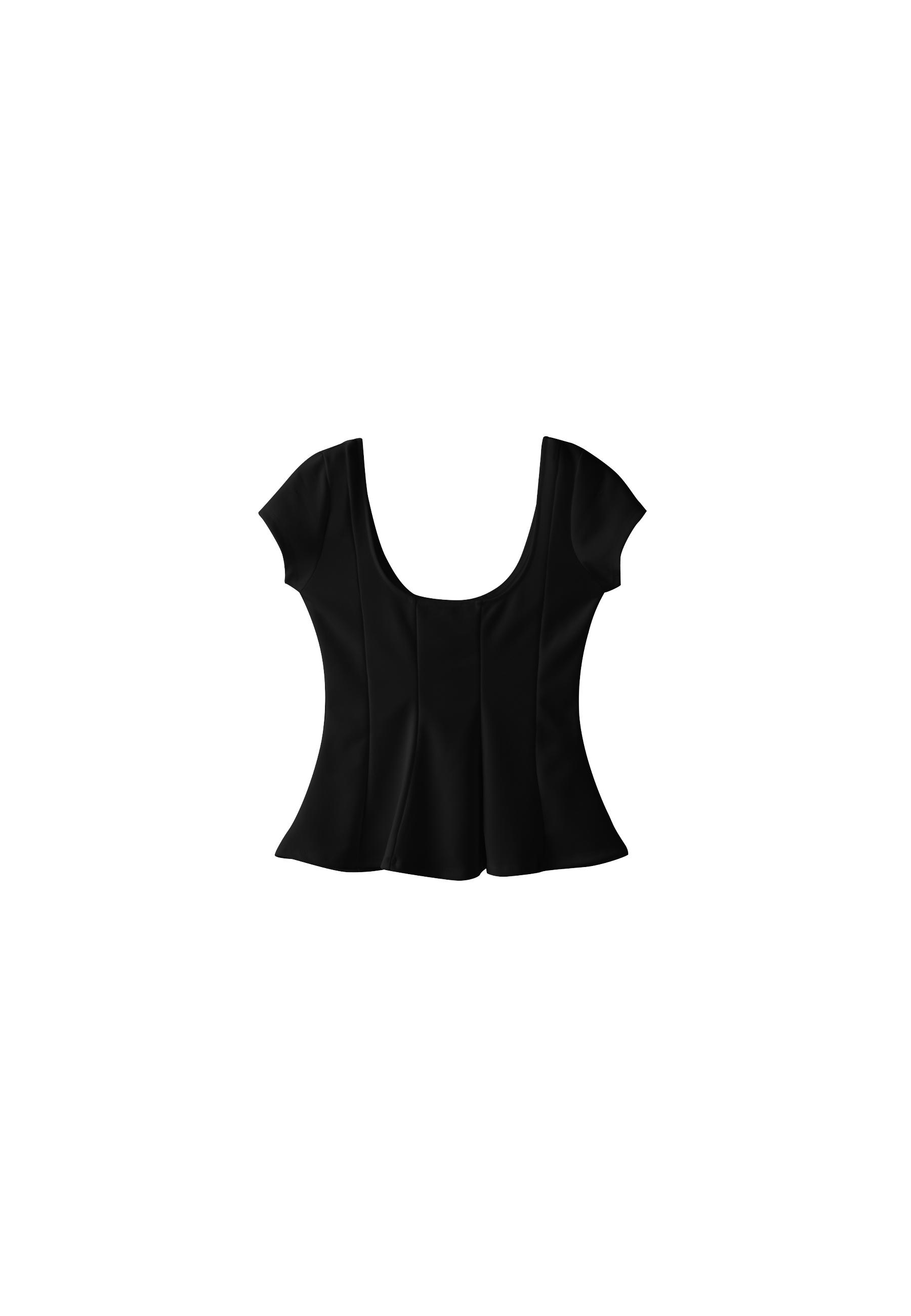 Peplum mini sleeve top — Black
