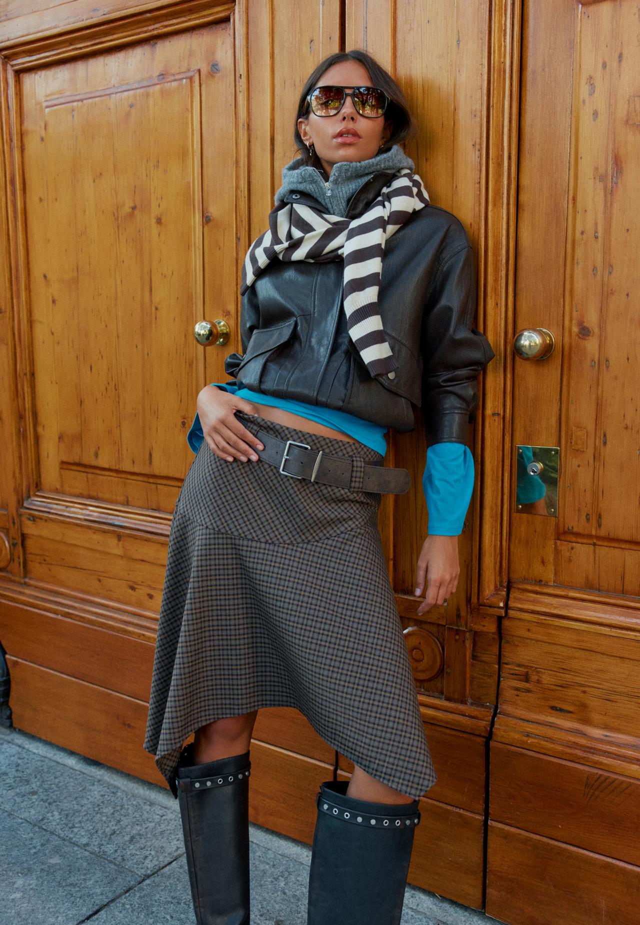 Oversize leather effect jacket — Brown