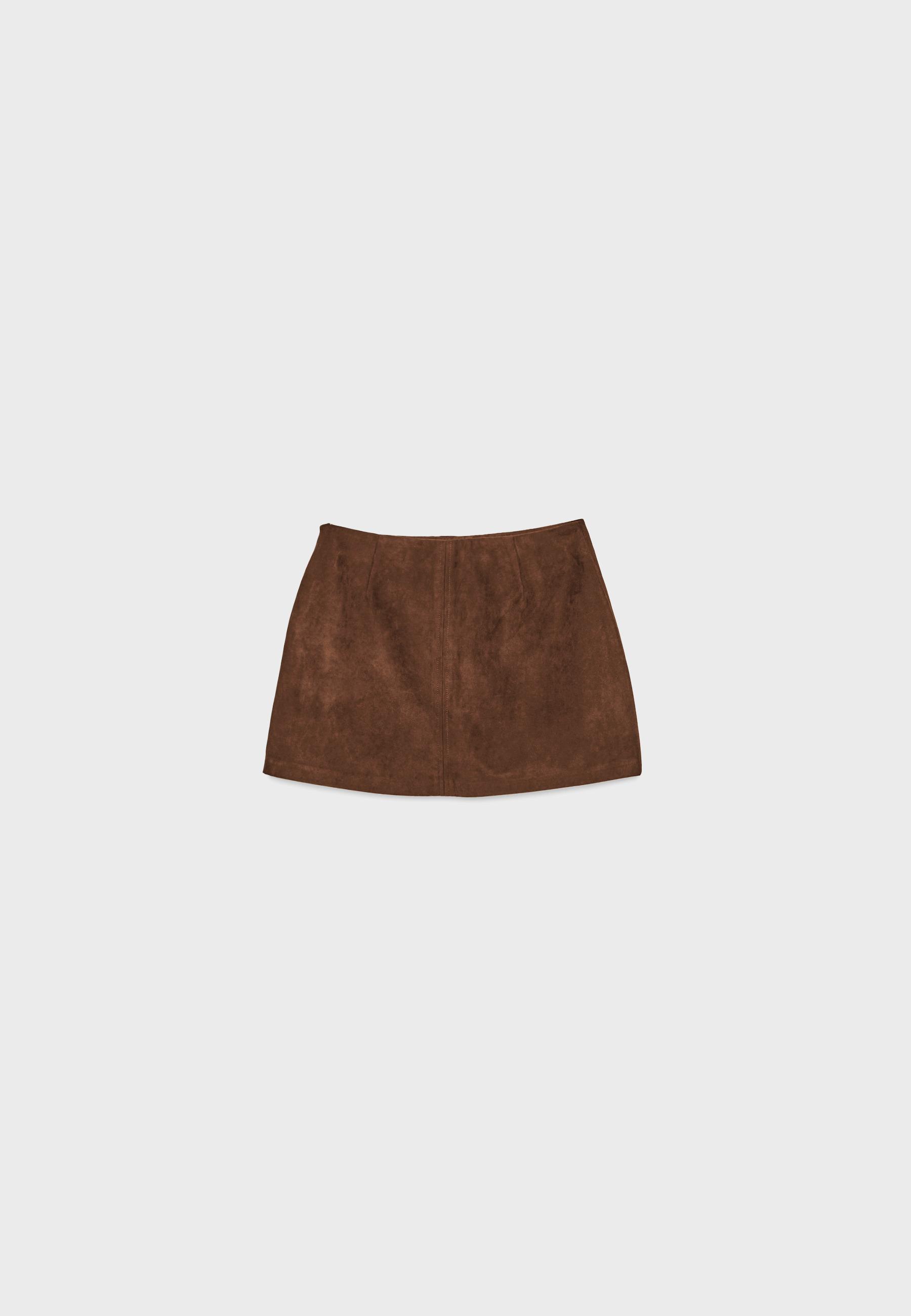 Faux suede mini skort — Brown