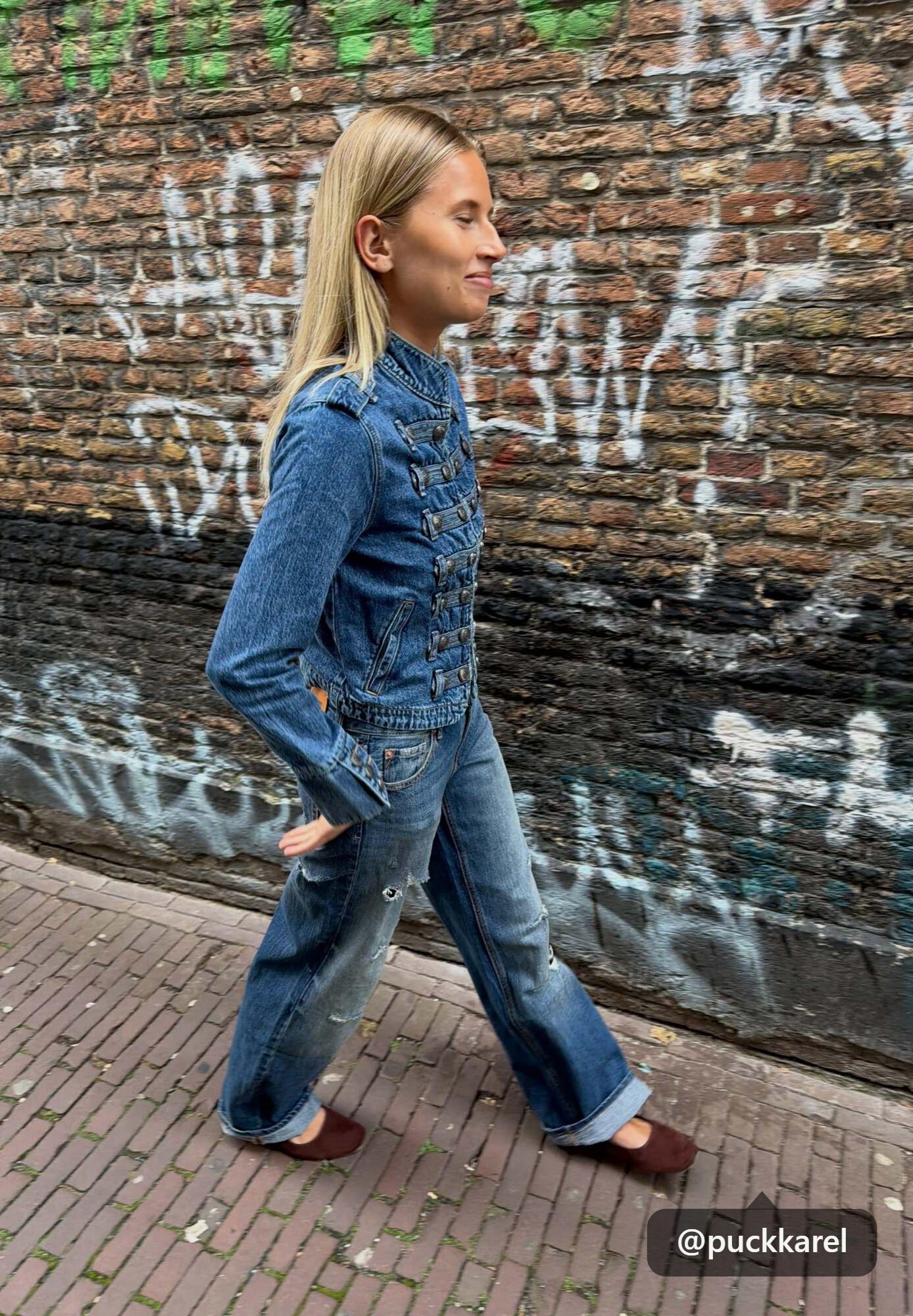 Stradivarius %100 pamuklu düğmeli denim ceket görsel 8