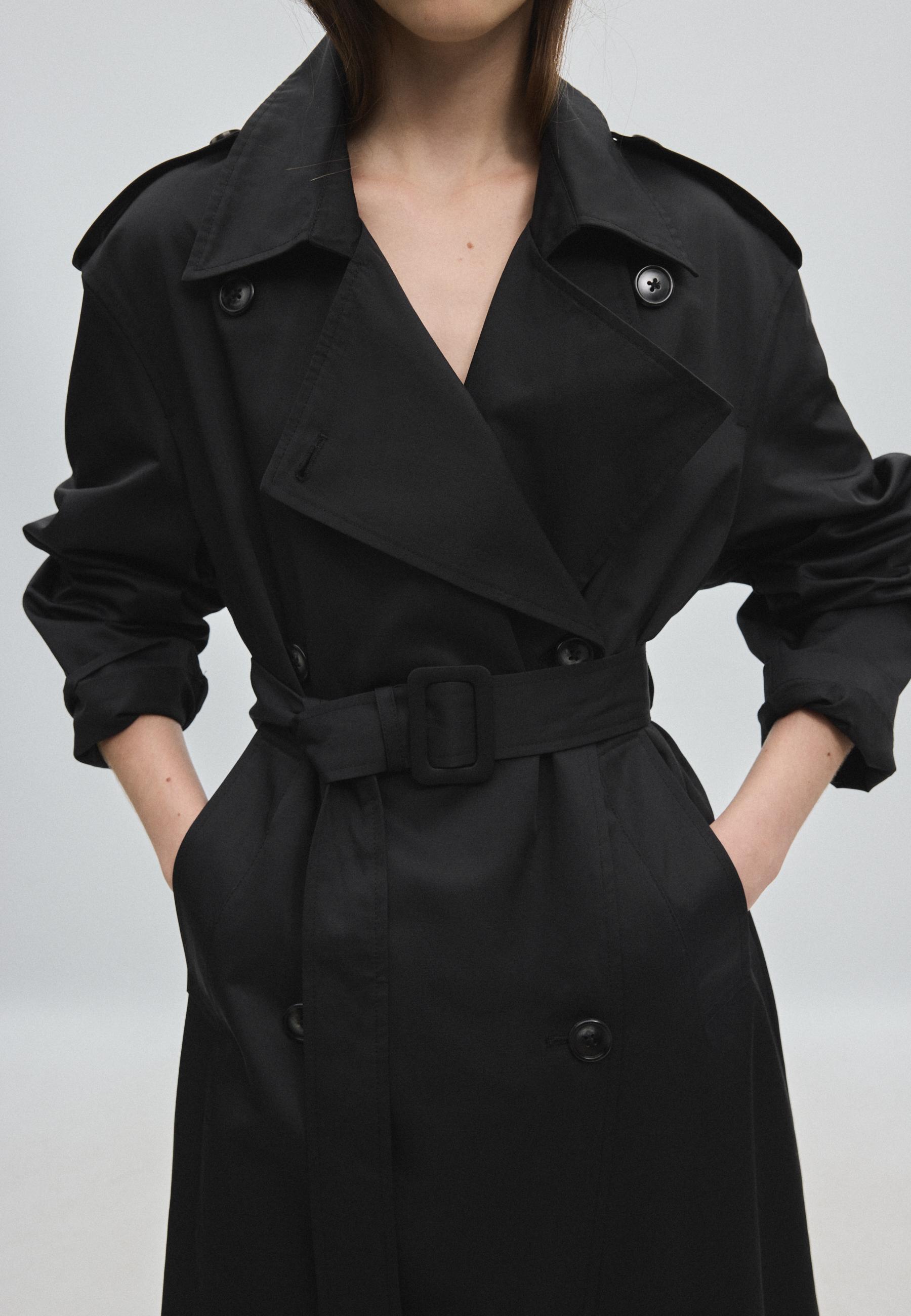 Long basic trench coat — Black