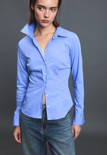Fitted basic shirt — Denim blue 3