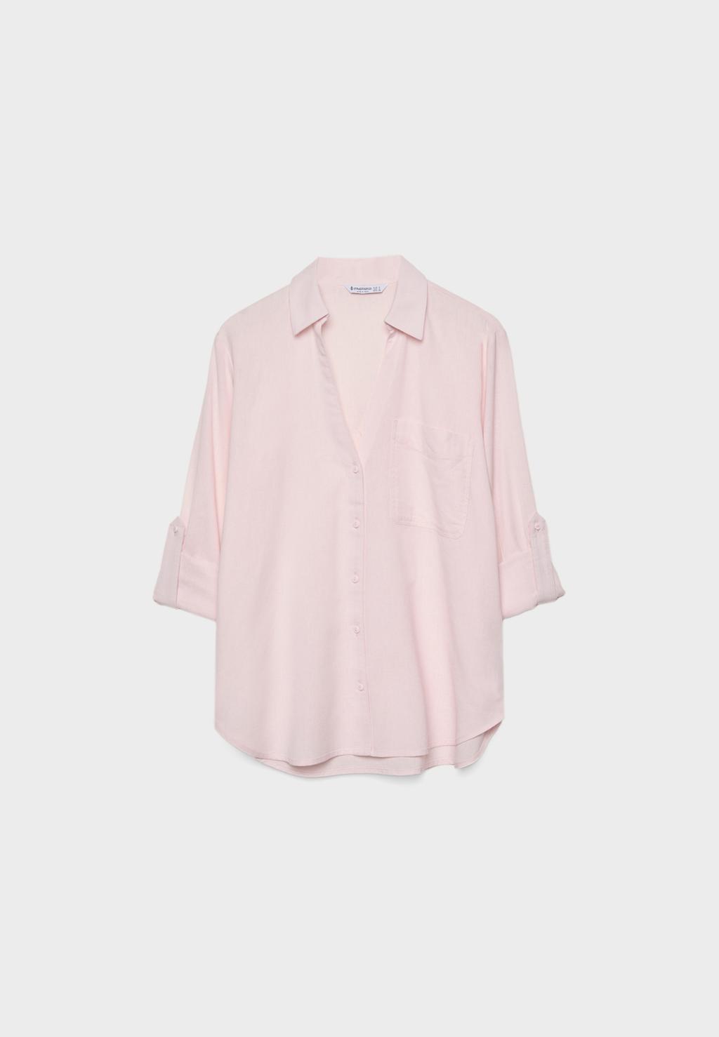 Chemise fluide poche avec lin