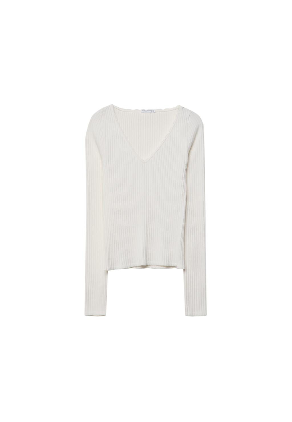 T-shirt col en v sans coutures