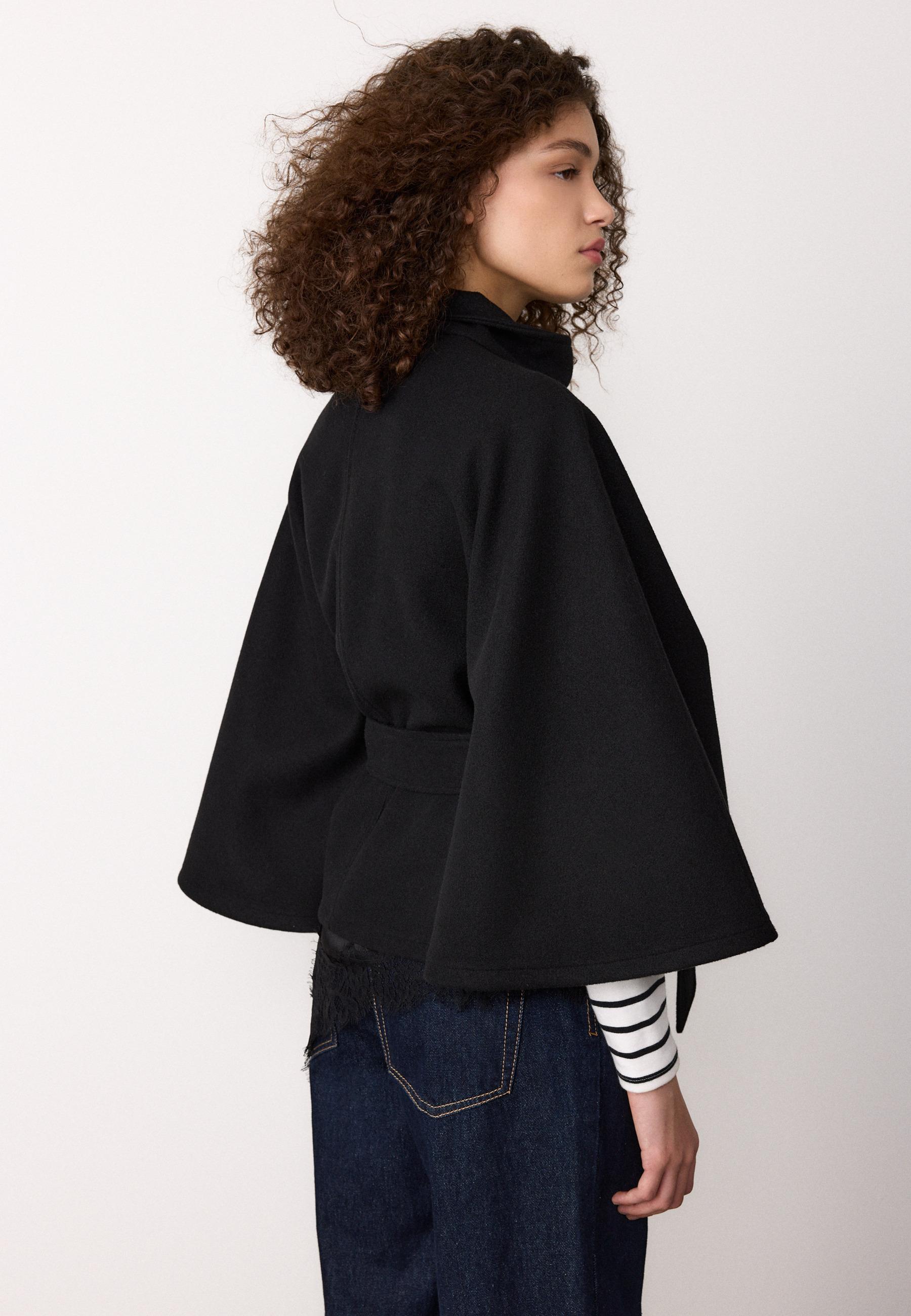 Soft-touch cape jacket — Black