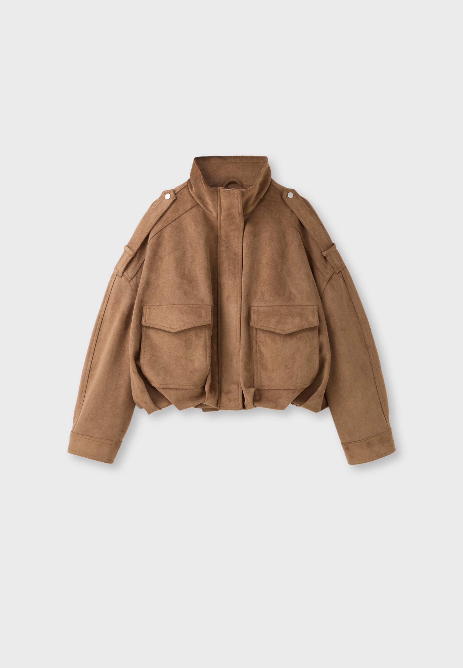 Oversize faux suede jacket — Stone