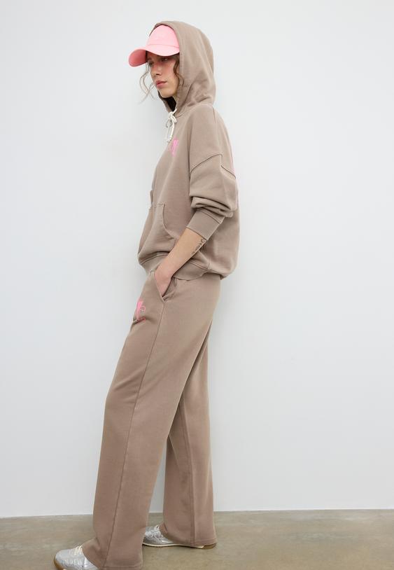 Stradivarius Positional Washed Effect Jogger Trousers Beige M