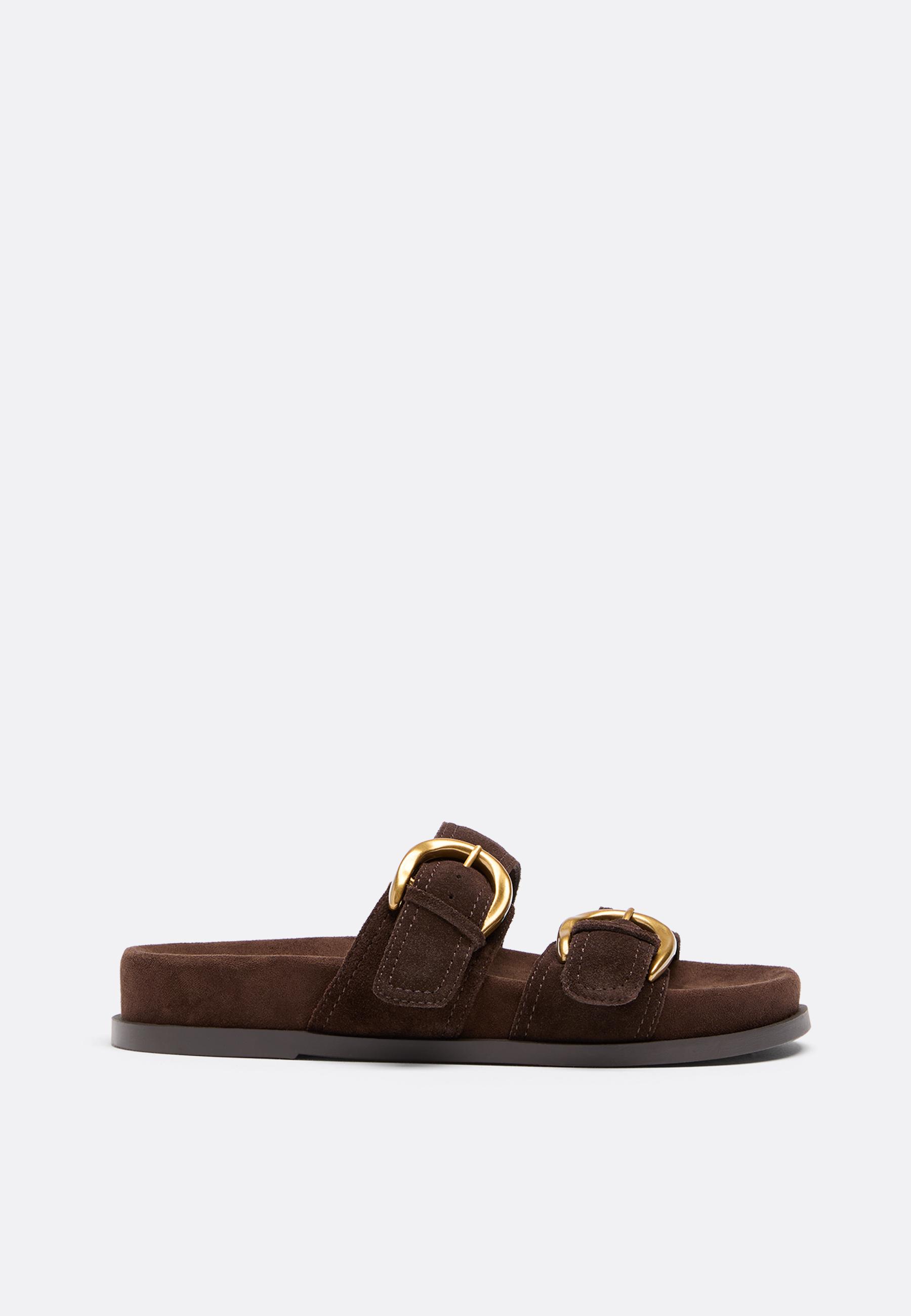 Flat leather buckle sandals - Women's fashion | Stradivarius Romania