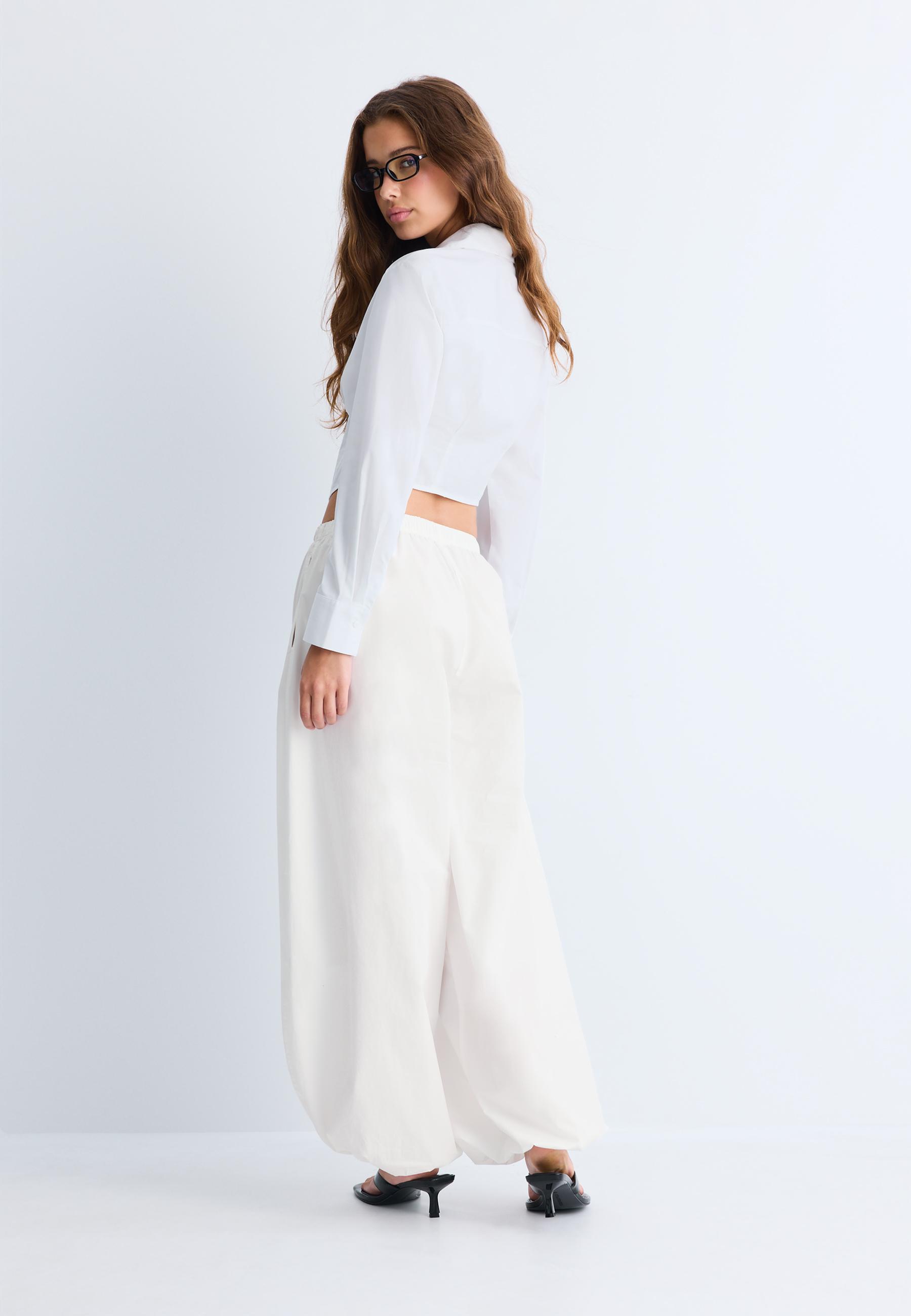 Poplin corsetry-inspired shirt — White