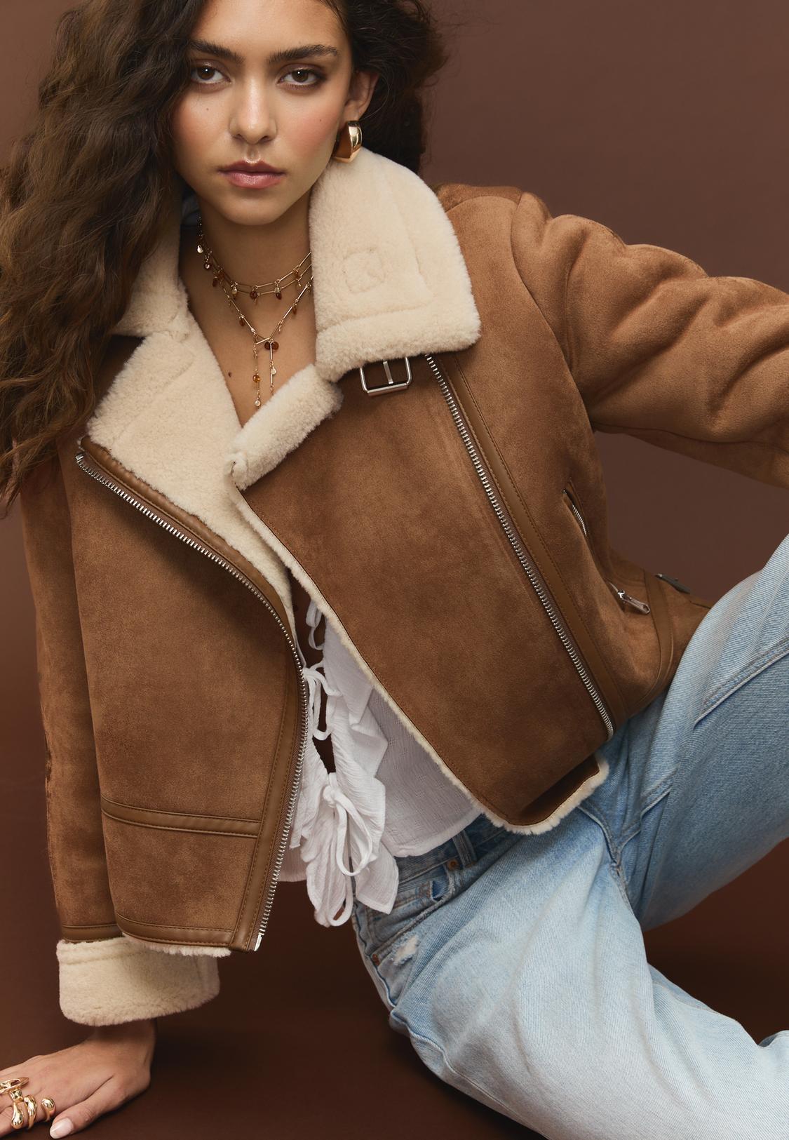 Veste motard double face suédine Mode femme Stradivarius France