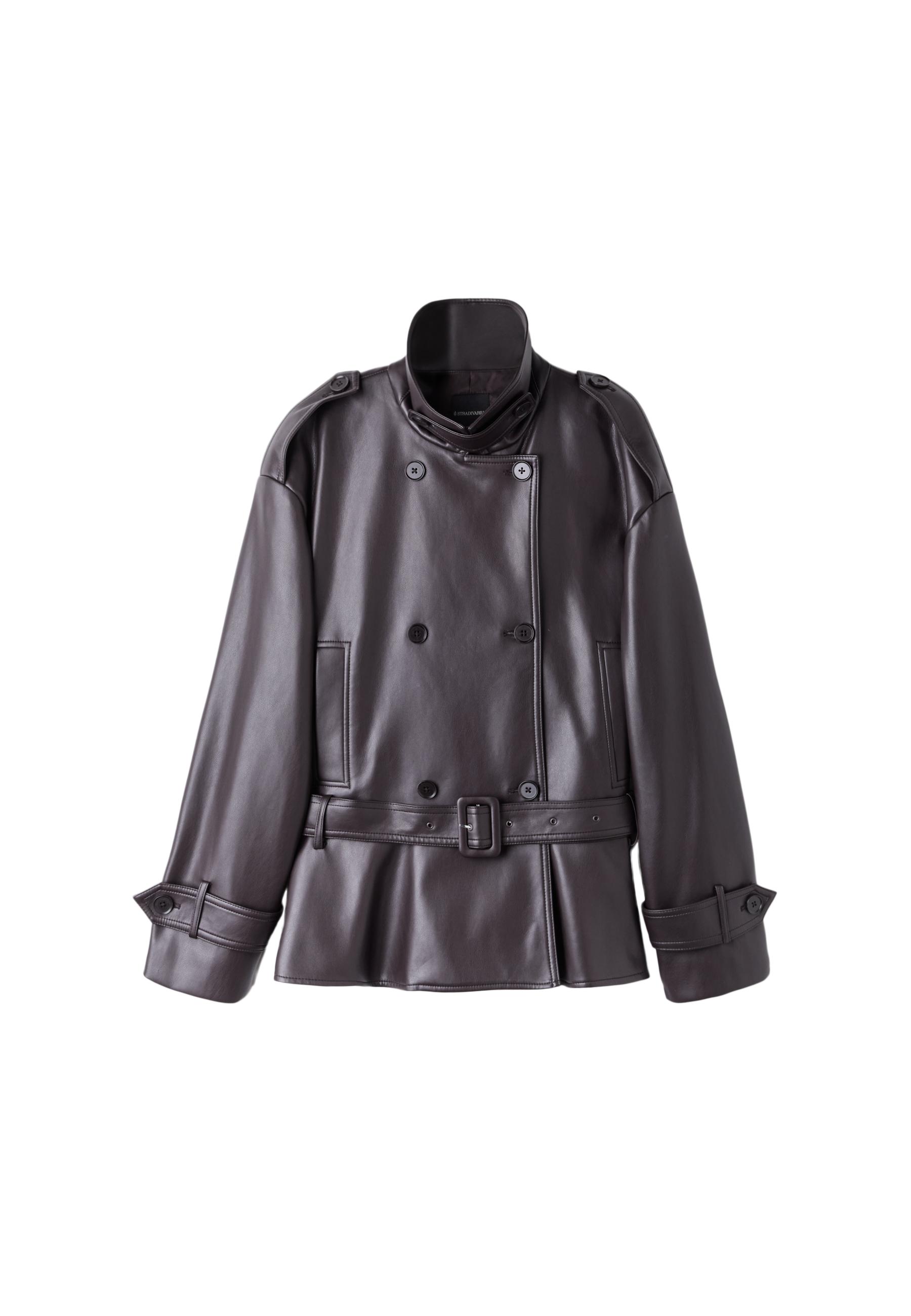 Stradivarius Peplum suni deri trençkot görsel 3