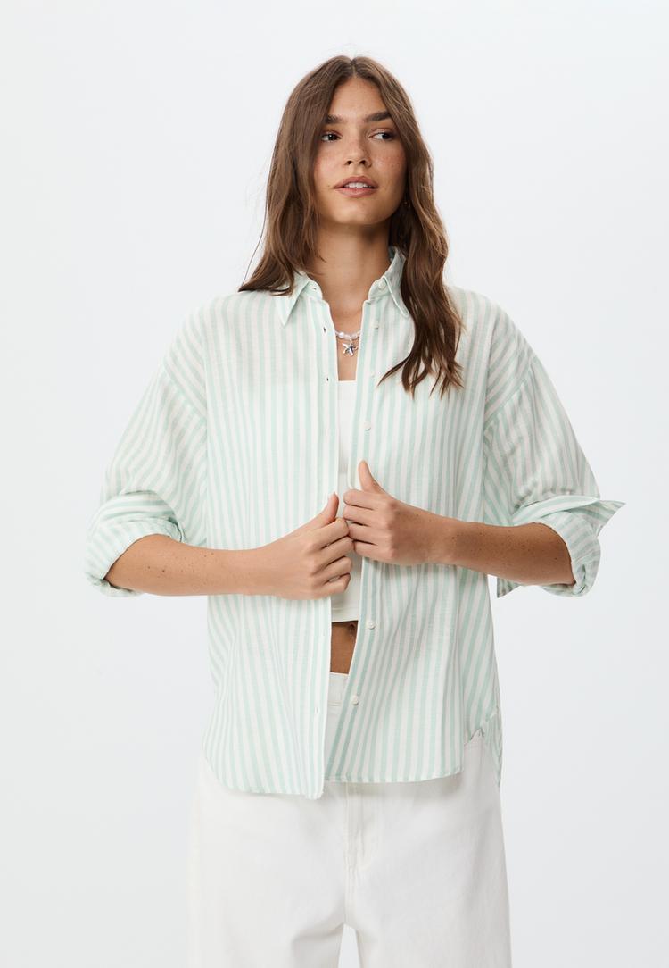 camisa fluida con lino