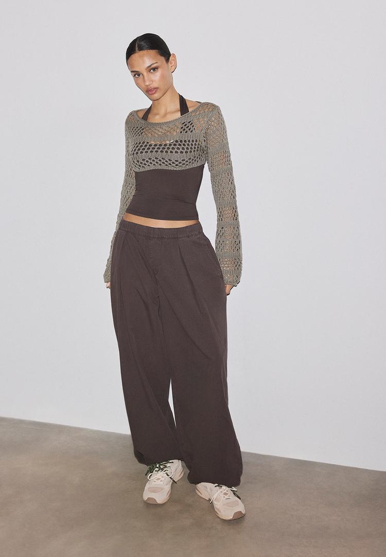 Stradivarius Strickbolero Khaki L