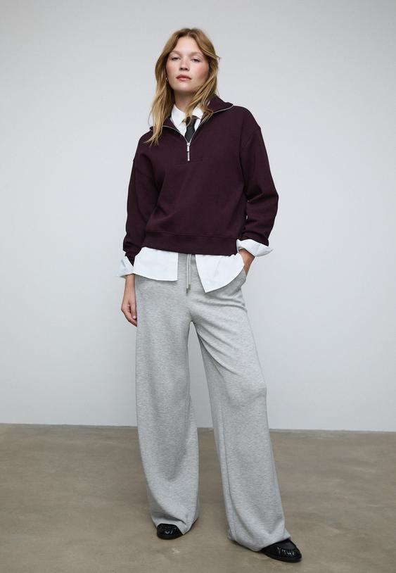 high neck zip up sweatshirt