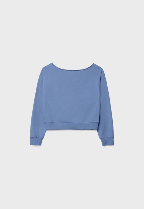 Baskılı crop sweatshirt