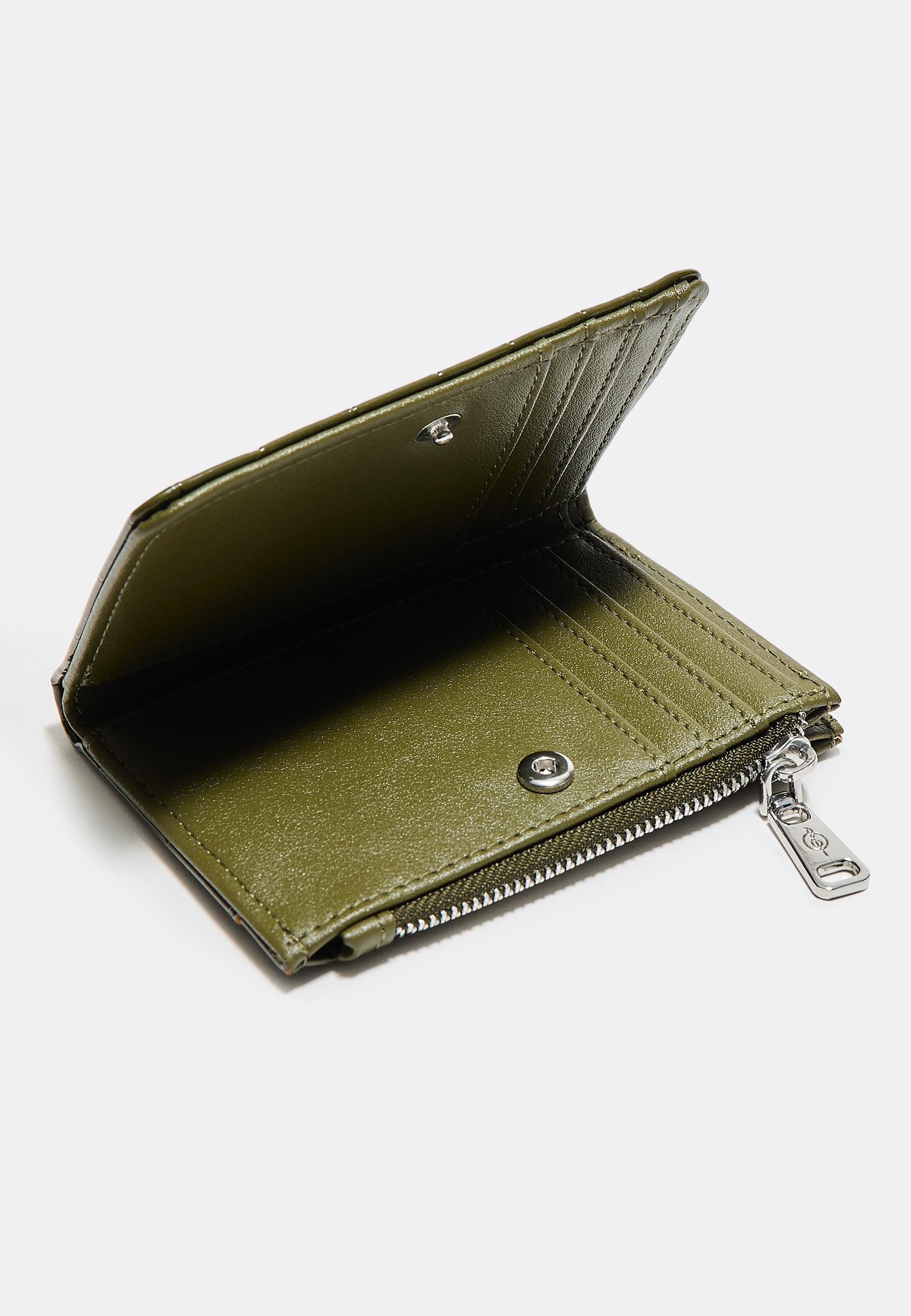 Mock croc card holder purse — Khaki