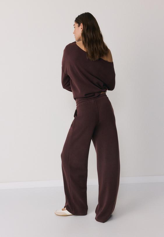 Stradivarius Soft-Touch Palazzo Jogger Trousers Brown Xl