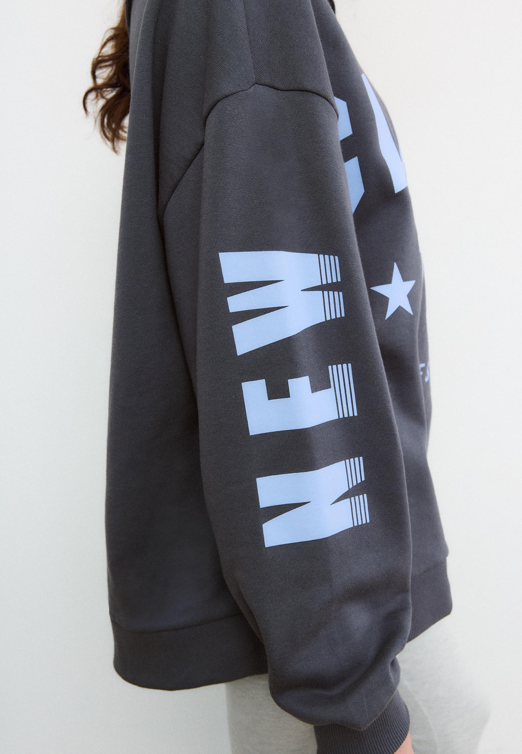 Printed boat neck sweatshirt — Dark grey