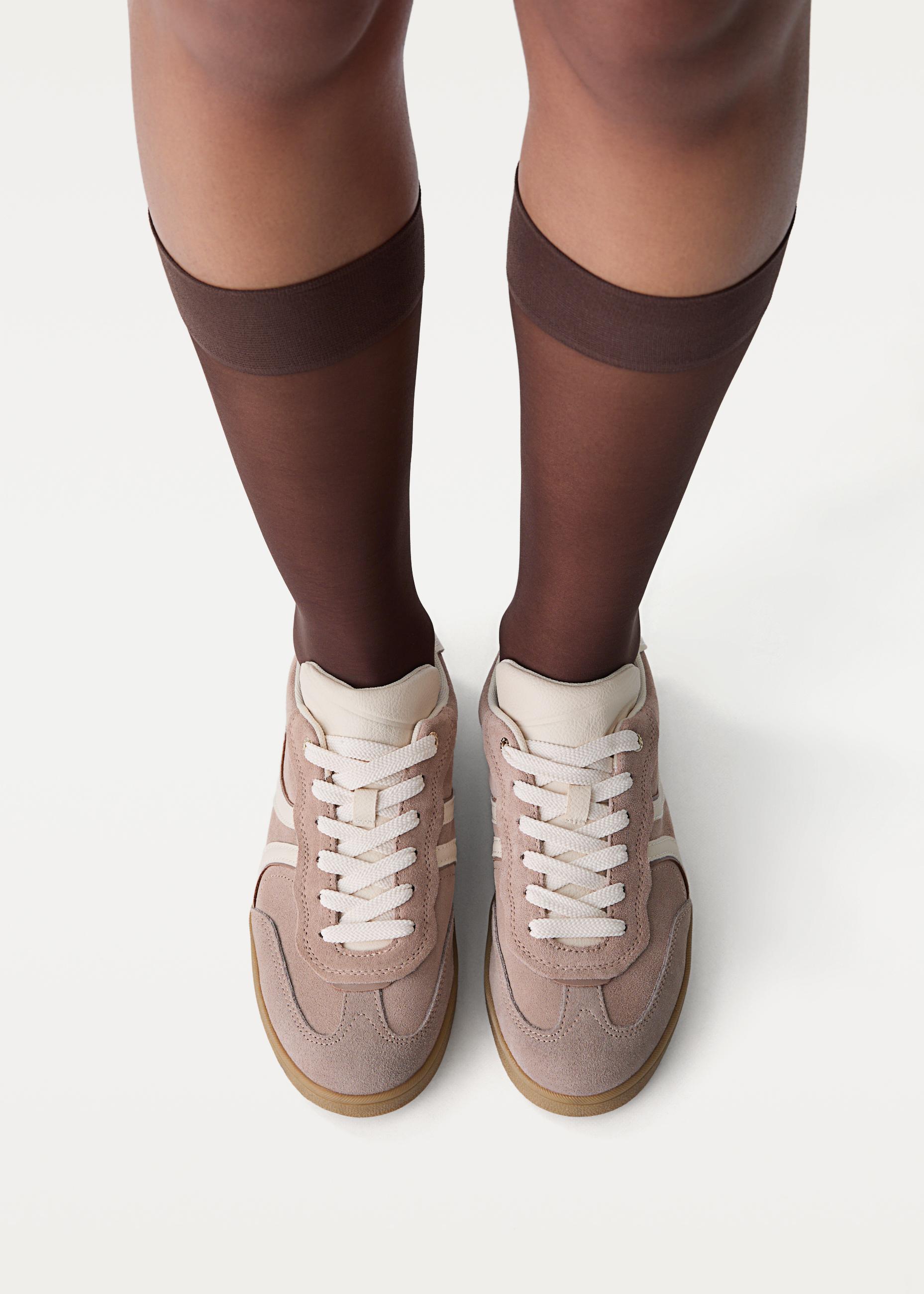 Casual leather trainers — BEIGE