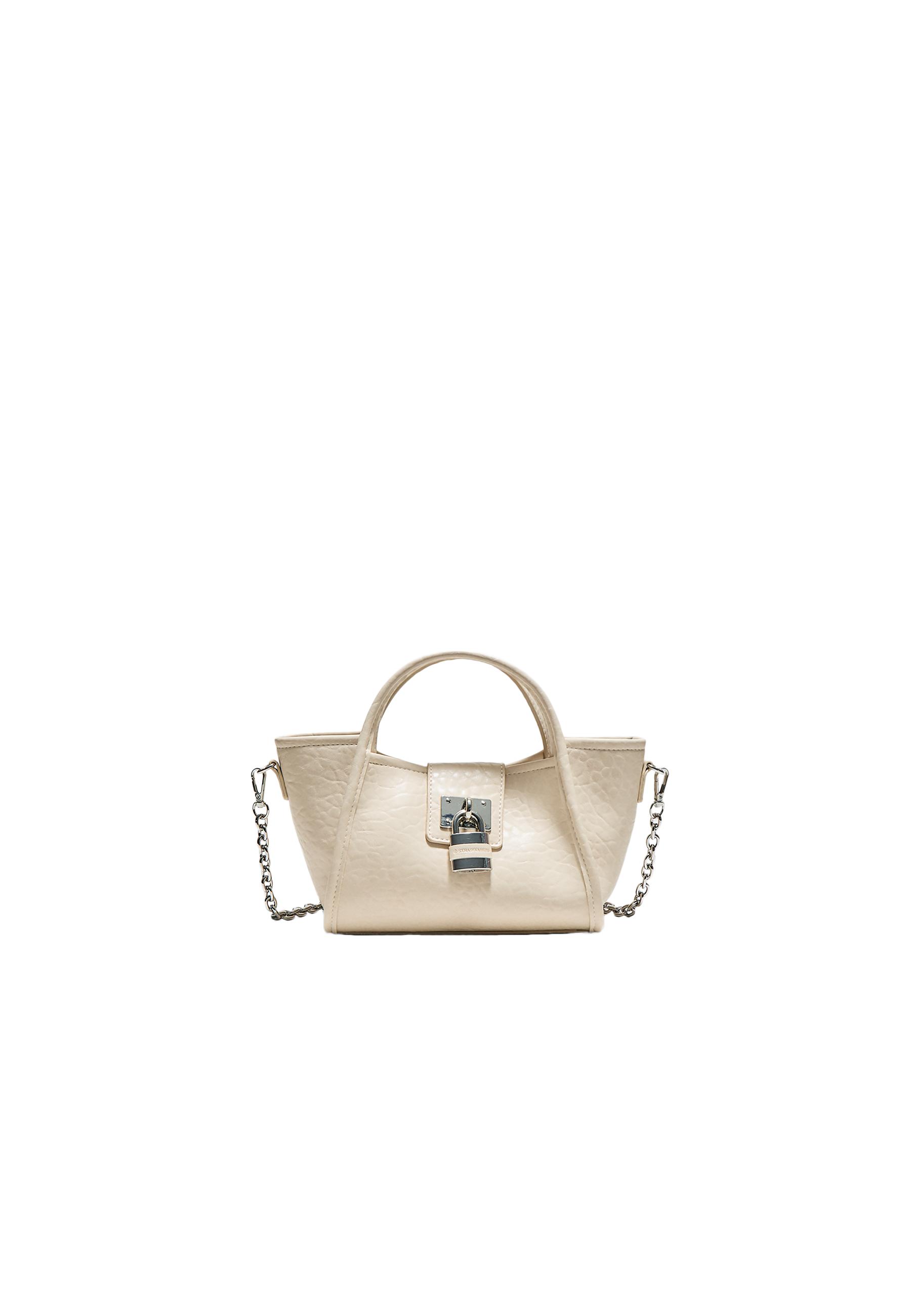 Mini padlock crossbody bag — Ecru