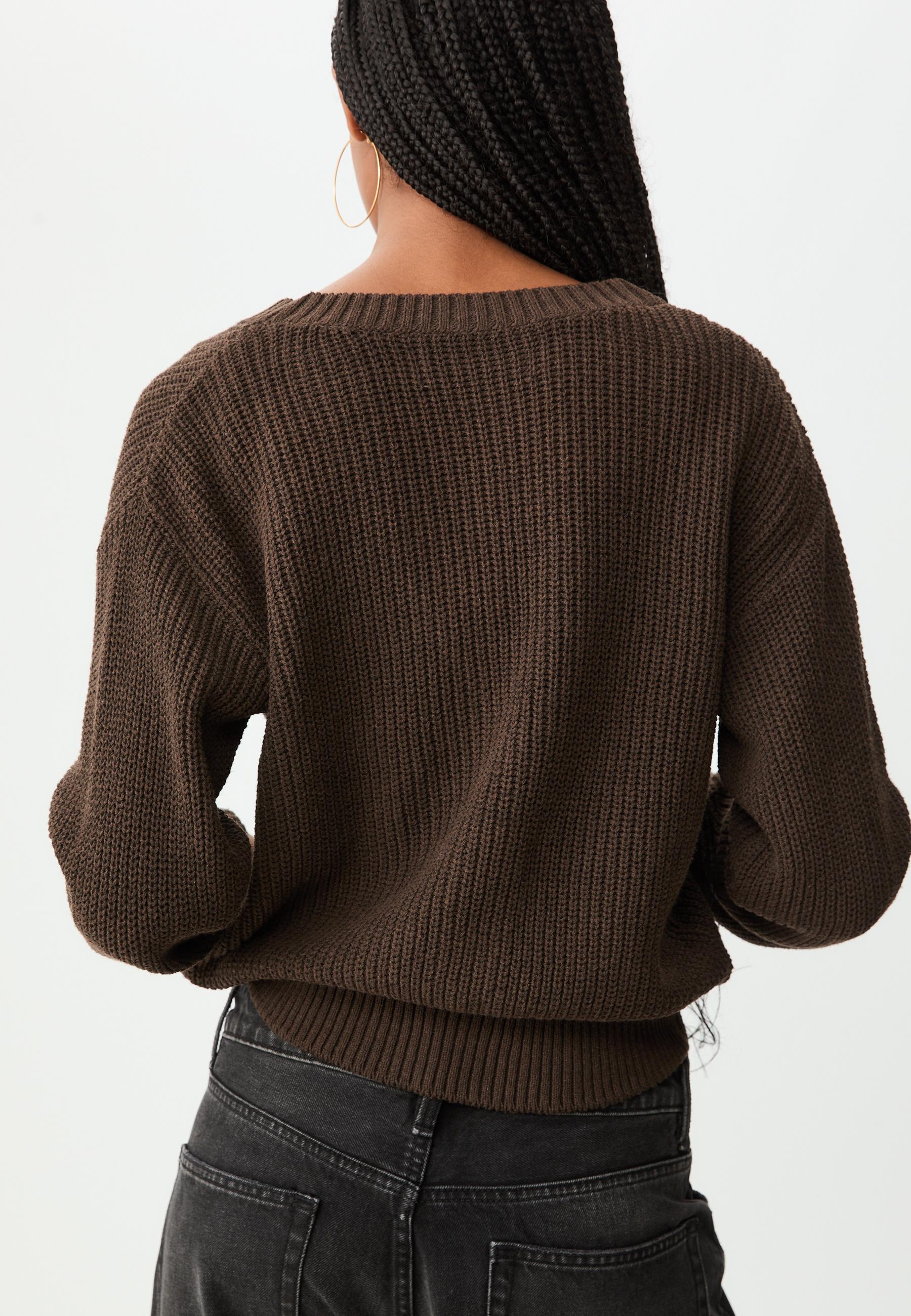 Button-up knit cardigan — Brown