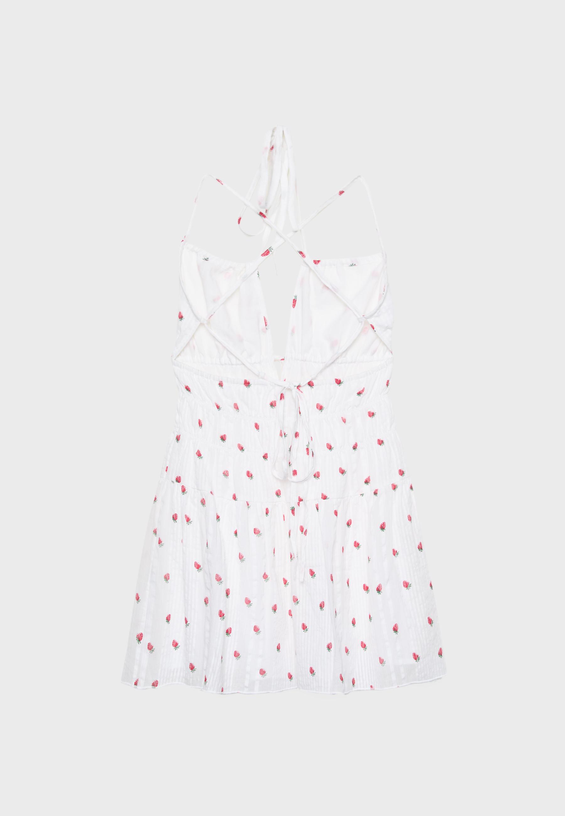 NOFFICIALNOFFICE★人気★STRAWBERRY PATTERN FLUTTER DRESS TOP Strawberry Glitter Mesh Dress | Hot Topic