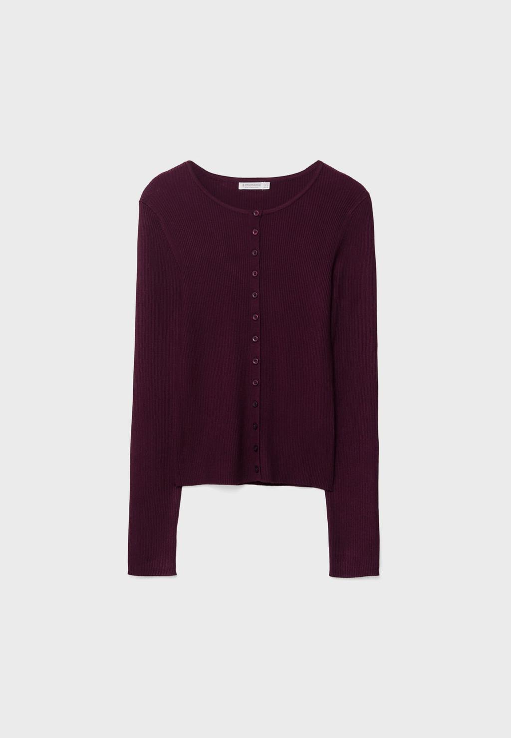 Chaqueta de punto canalé botones