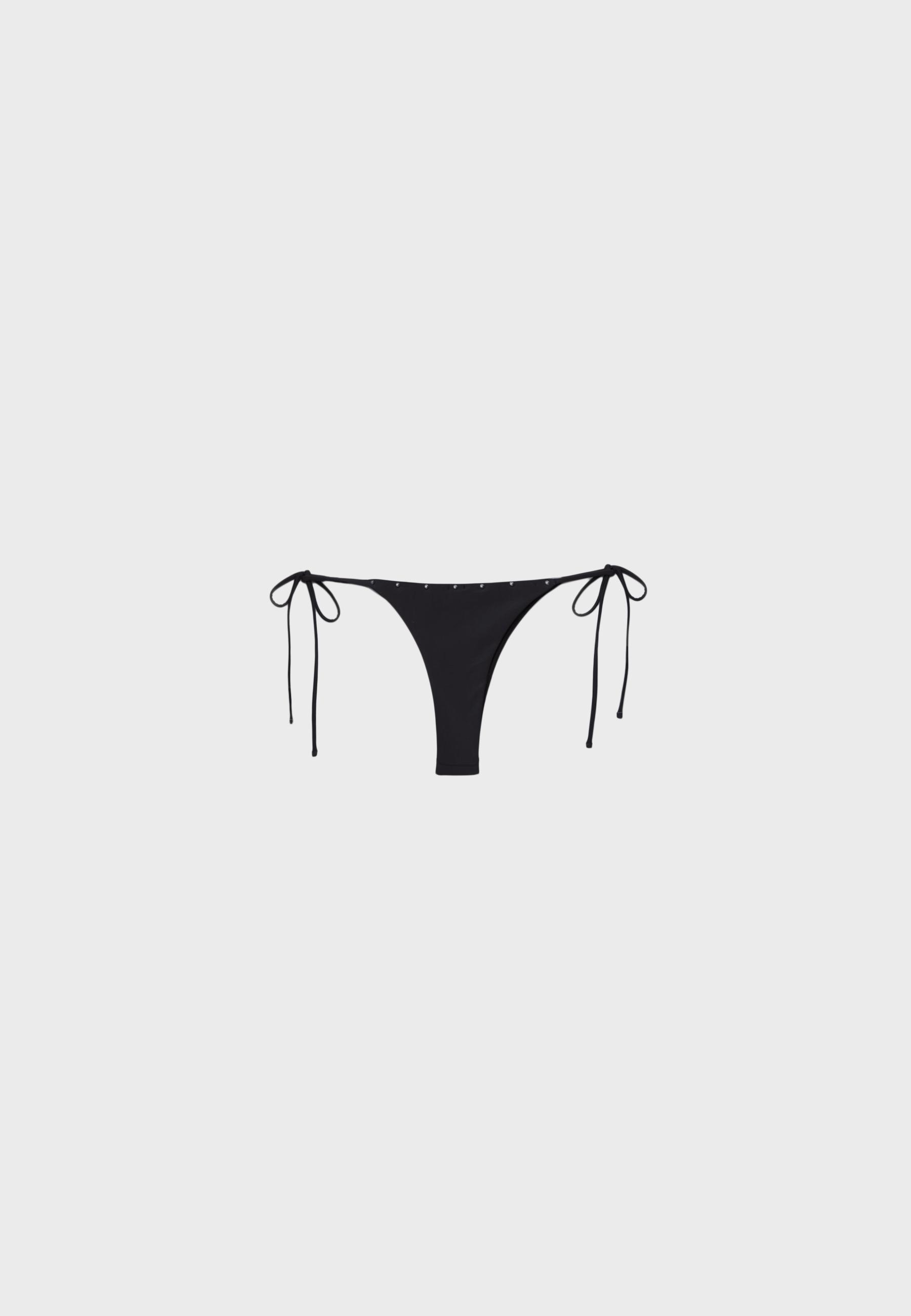 Studded tie-side bikini bottoms — Black