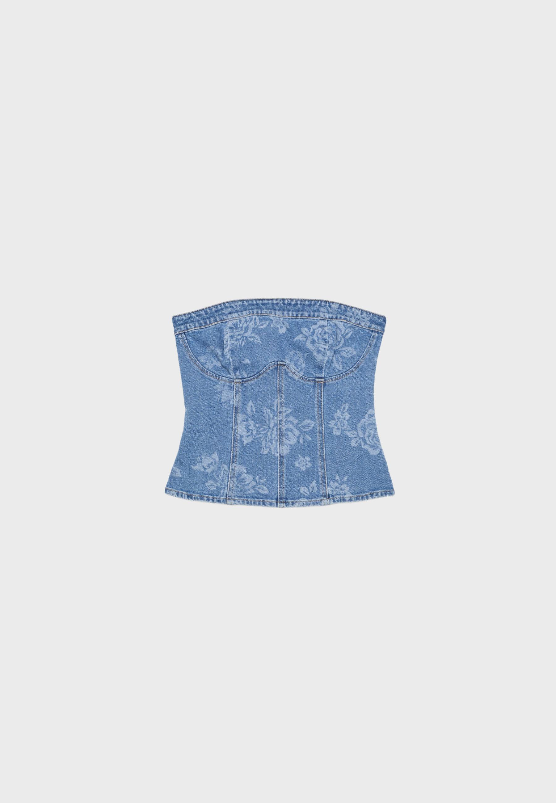 Denim bustier corset top — MEDIUM BLUE DENIM