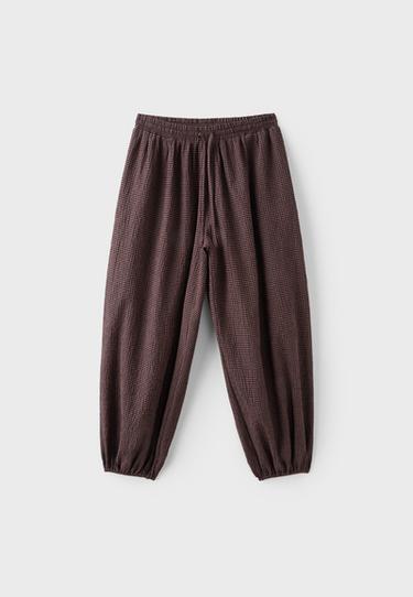 Check balloon trousers — Pale camel 7