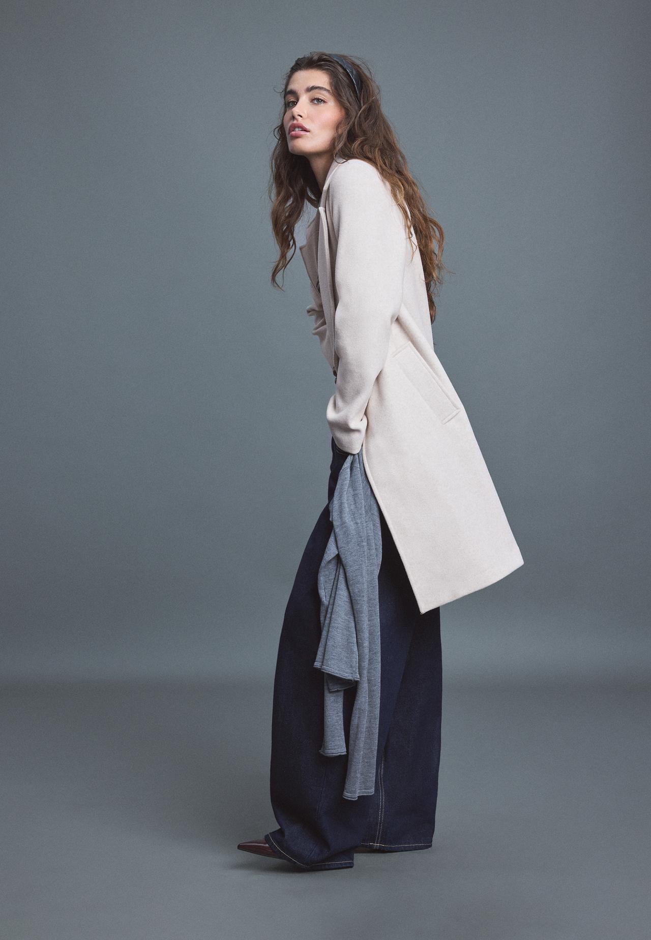 Midi button coat — Ecru