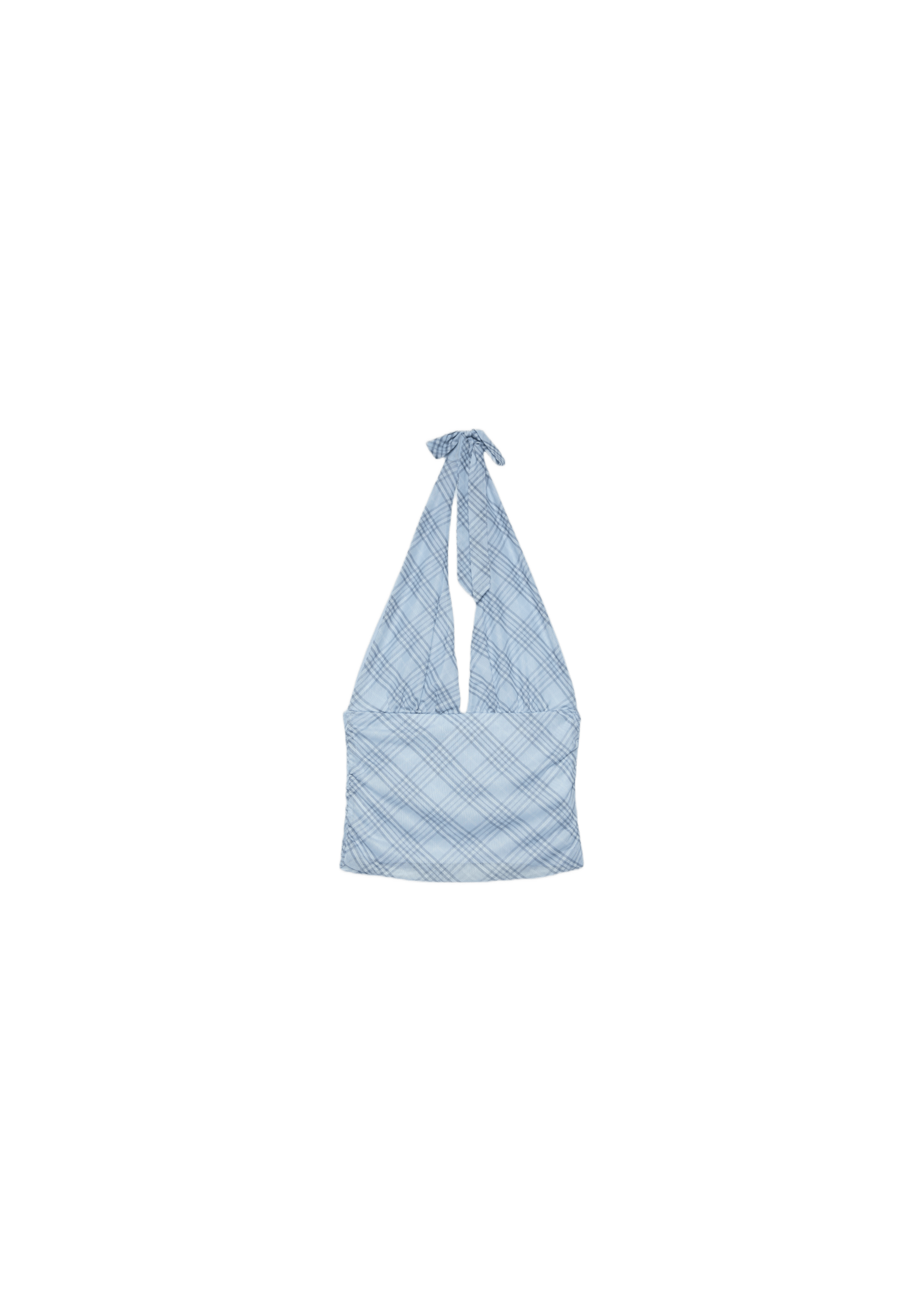 Polka dot mesh halter top — Sky blue