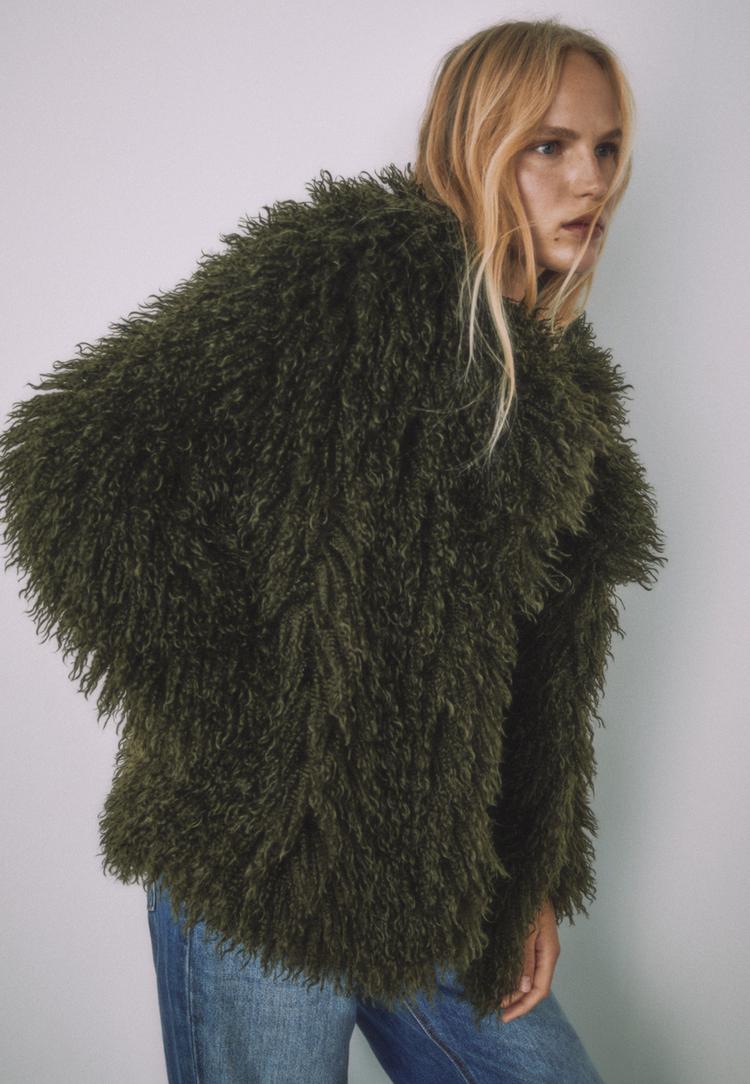 manteau mi long fausse fourrure