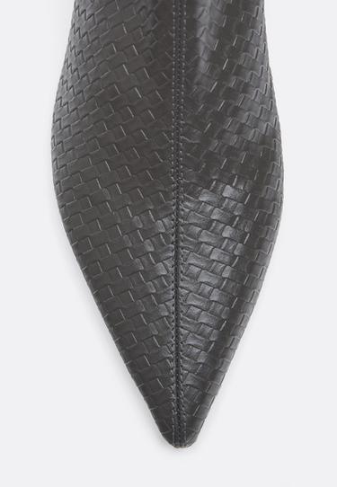 Braided leather effect ankle with kitten heel — GREY 5