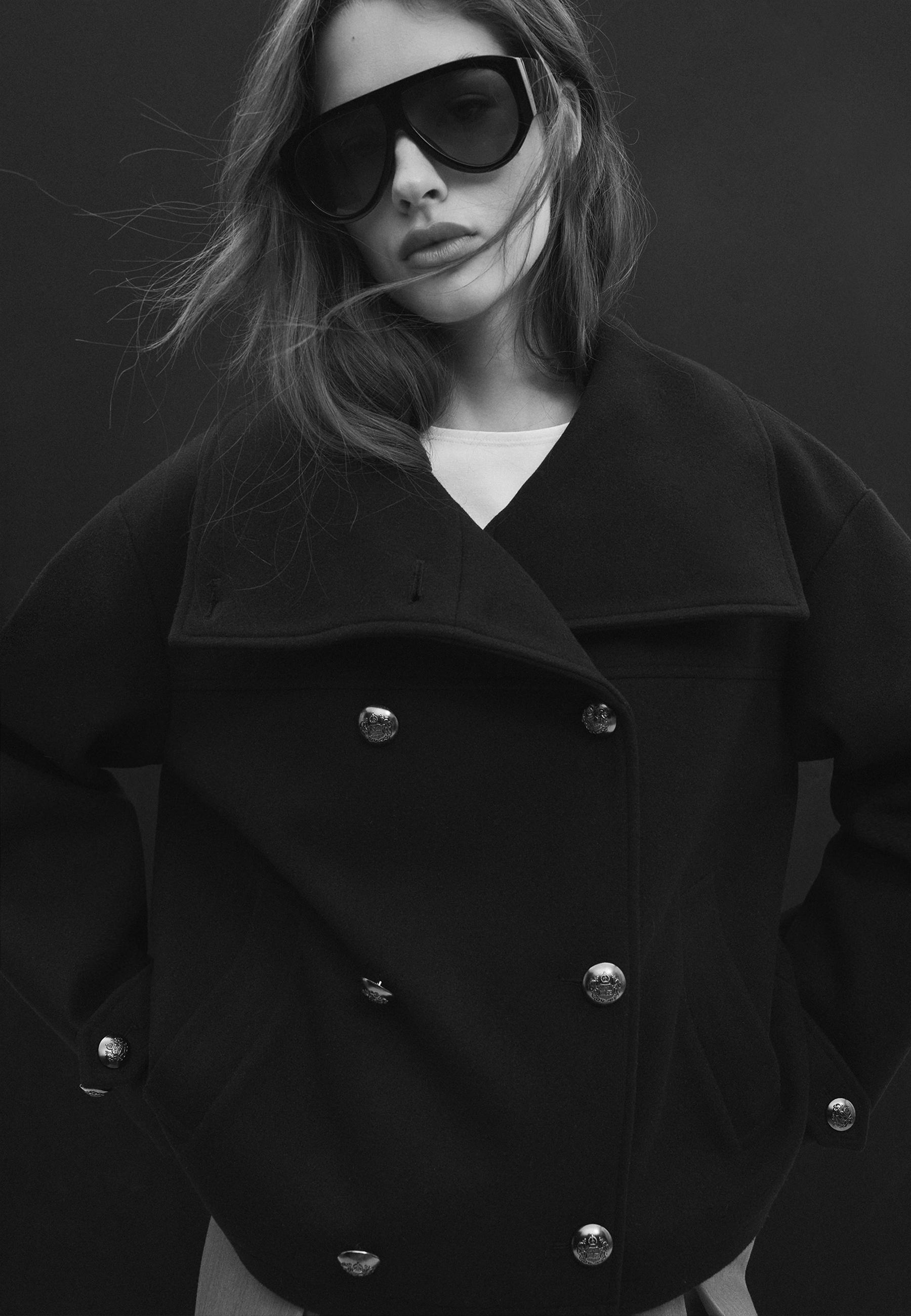Soft-touch crossover high neck jacket - Women's fashion