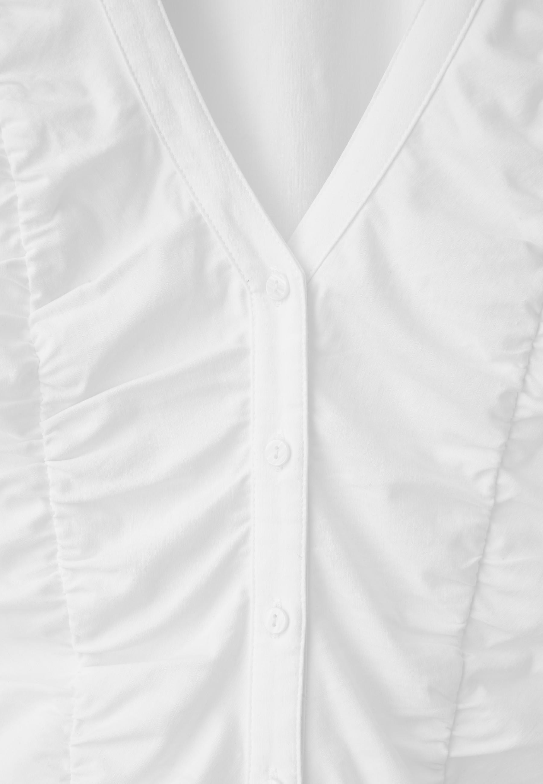 V-neck gathered shirt — White