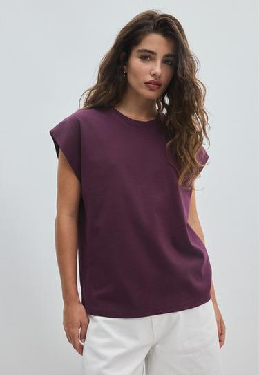 B06 Basic drop shoulder T-shirt — Dark purple 3