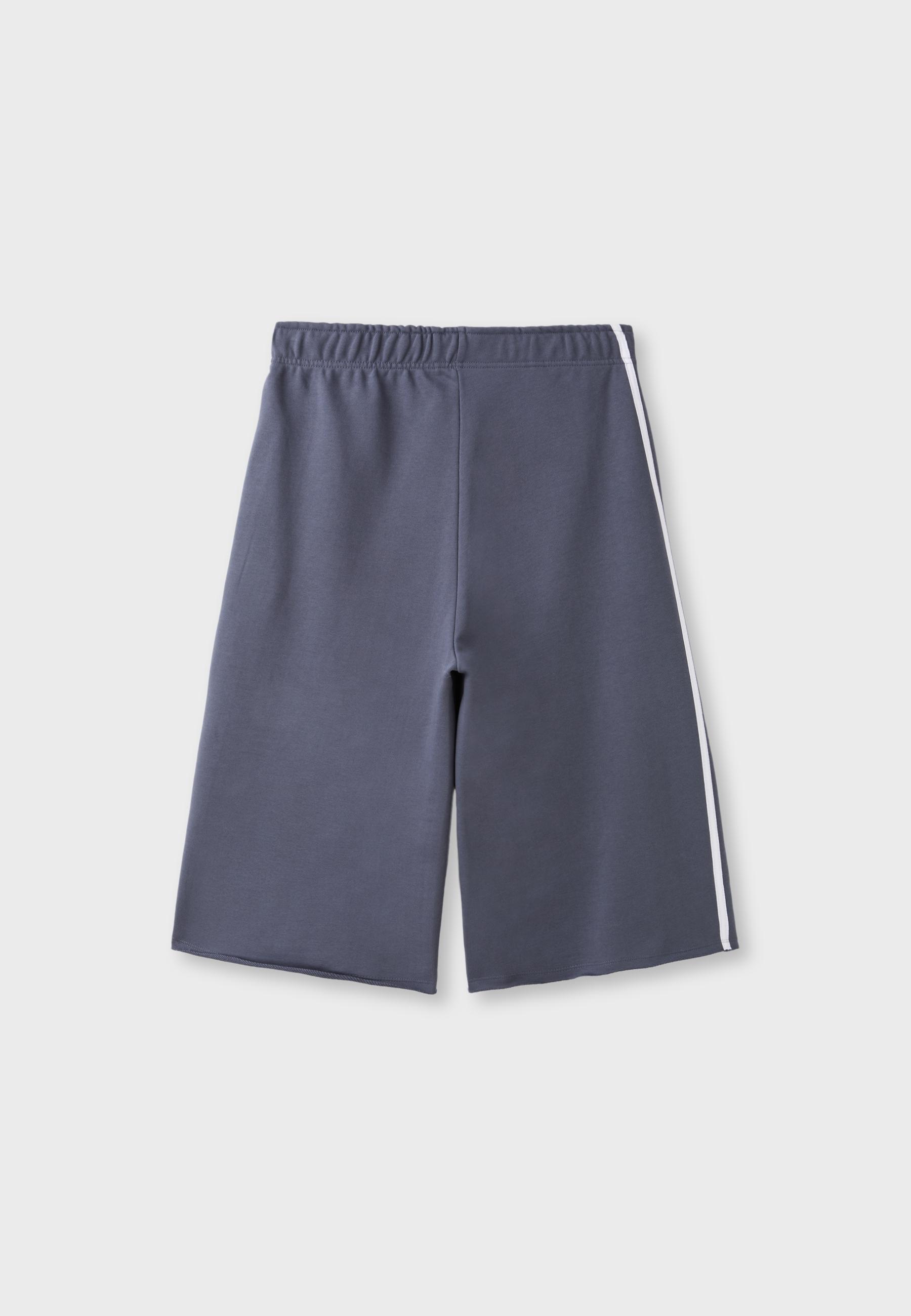 Side-stripe fleece Bermuda shorts — Dark grey