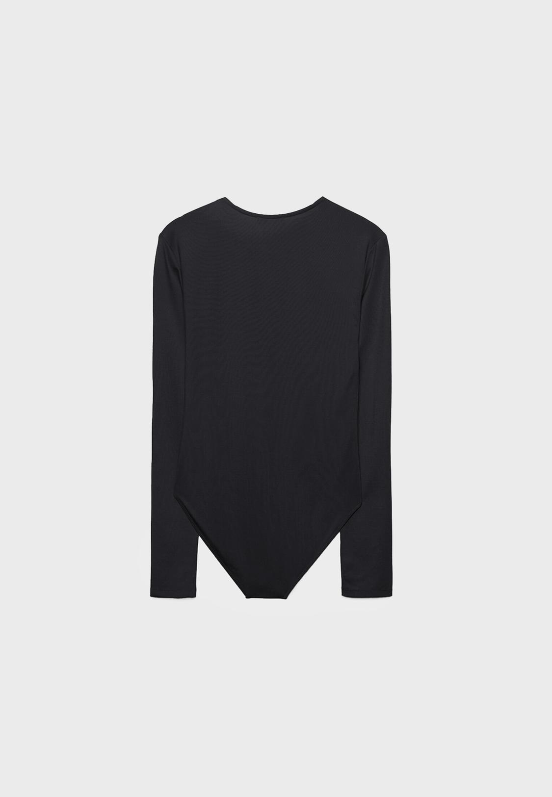 Evoni Body da donna con scollo rotondo, da donna, a maniche lunghe, in