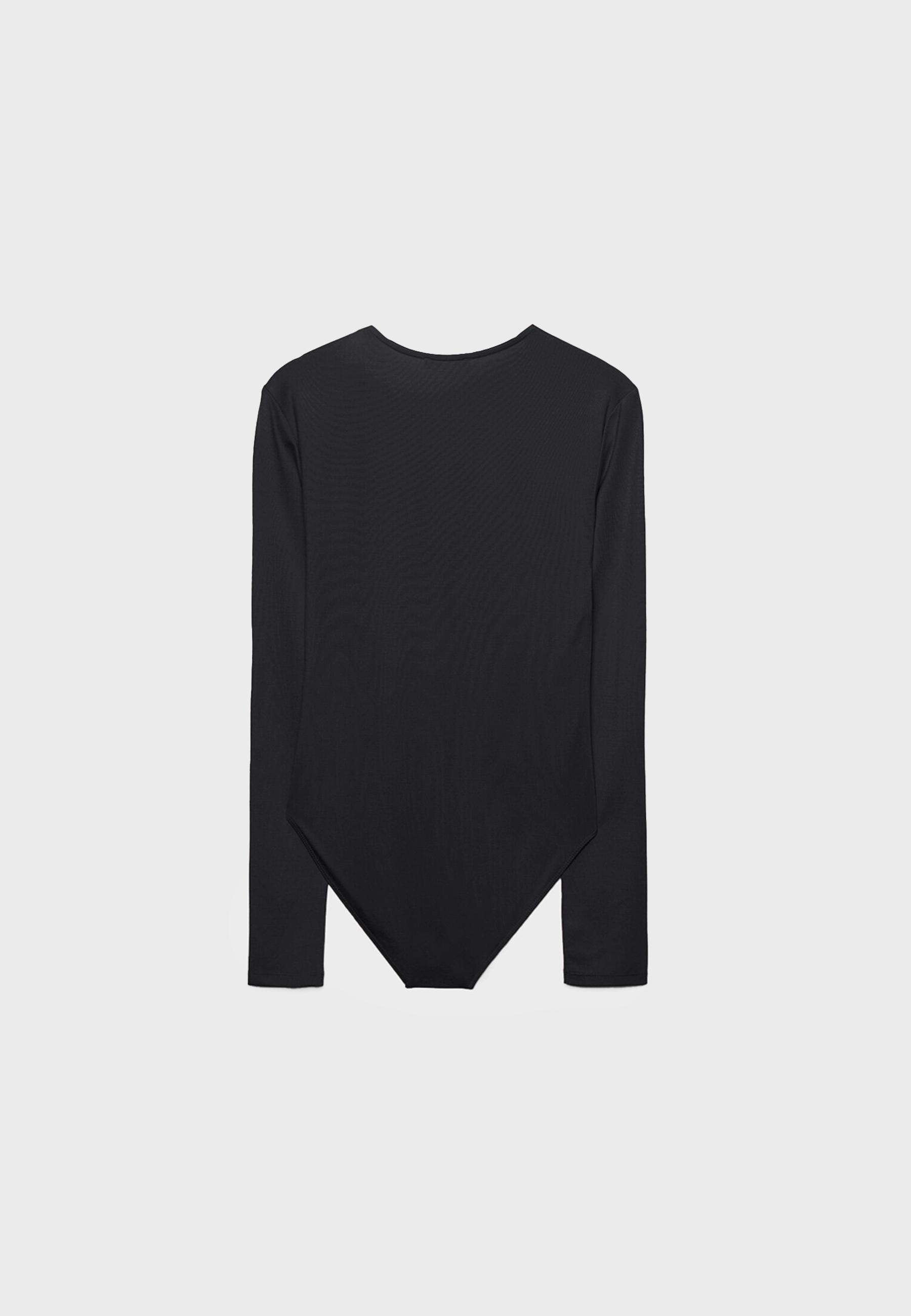 Long sleeve polyamide bodysuit — Black