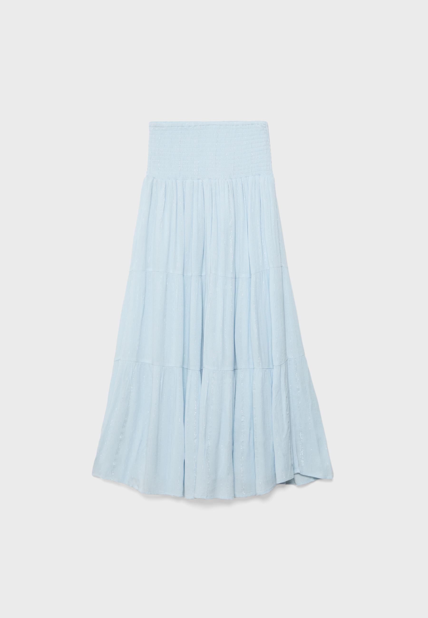 Panelled skirt with metallic thread — Sky blue