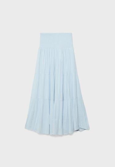 Metallic thread panelled skirt — Sky blue 7