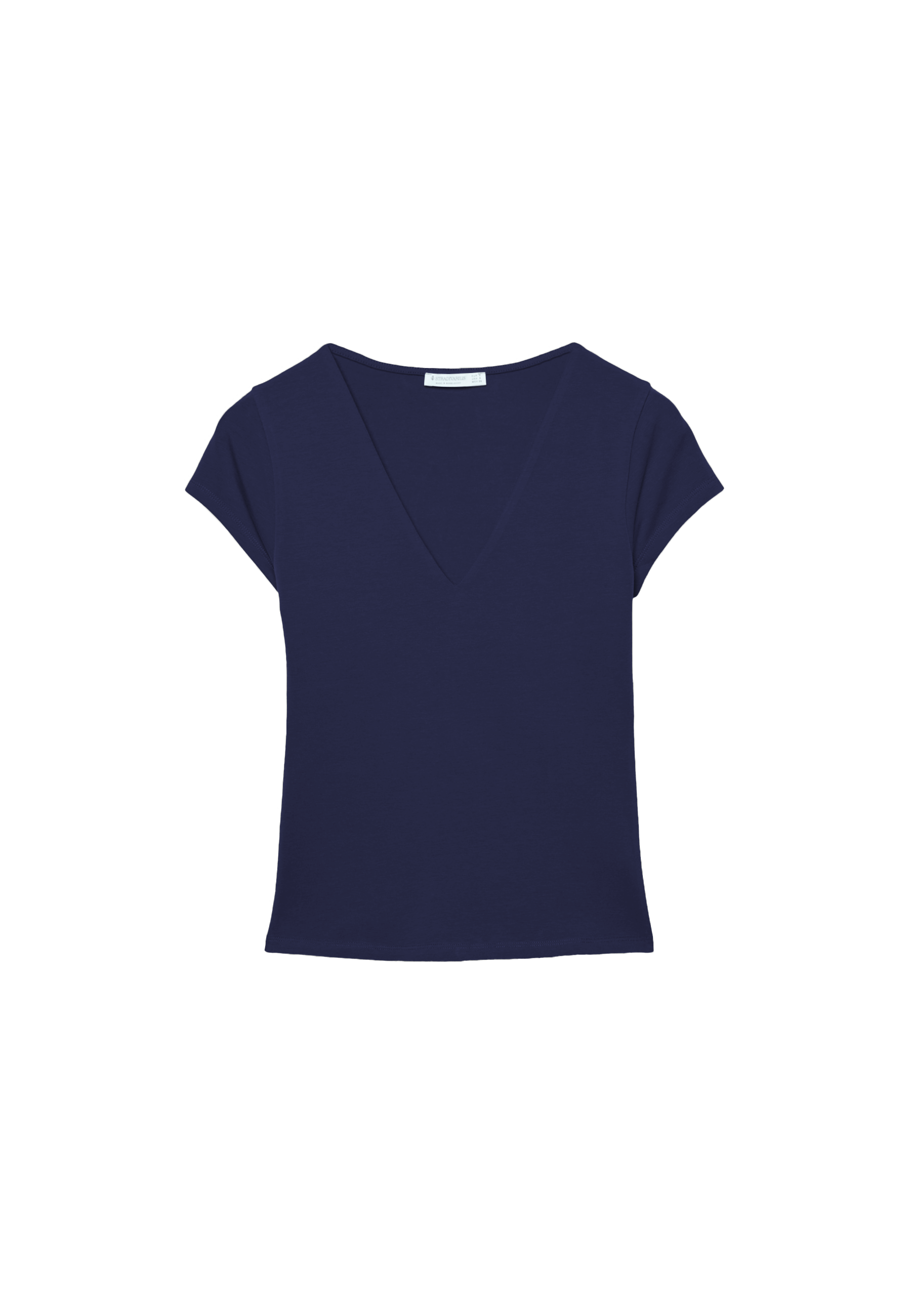 V-neck short sleeve T-shirt — Navy blue