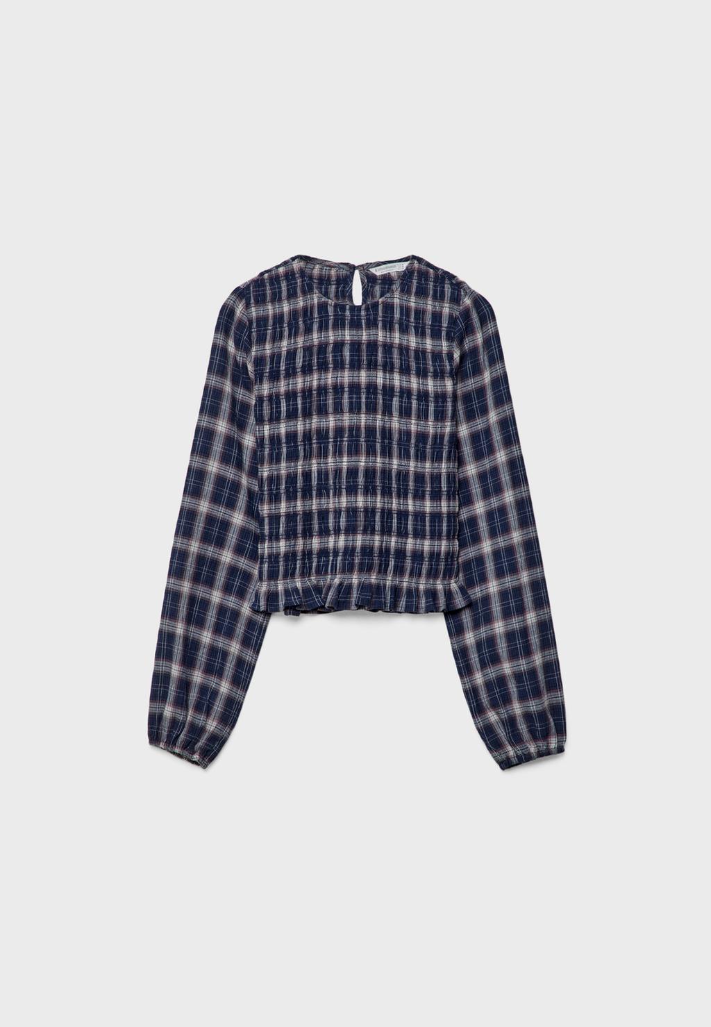 Blouse à volants à carreaux