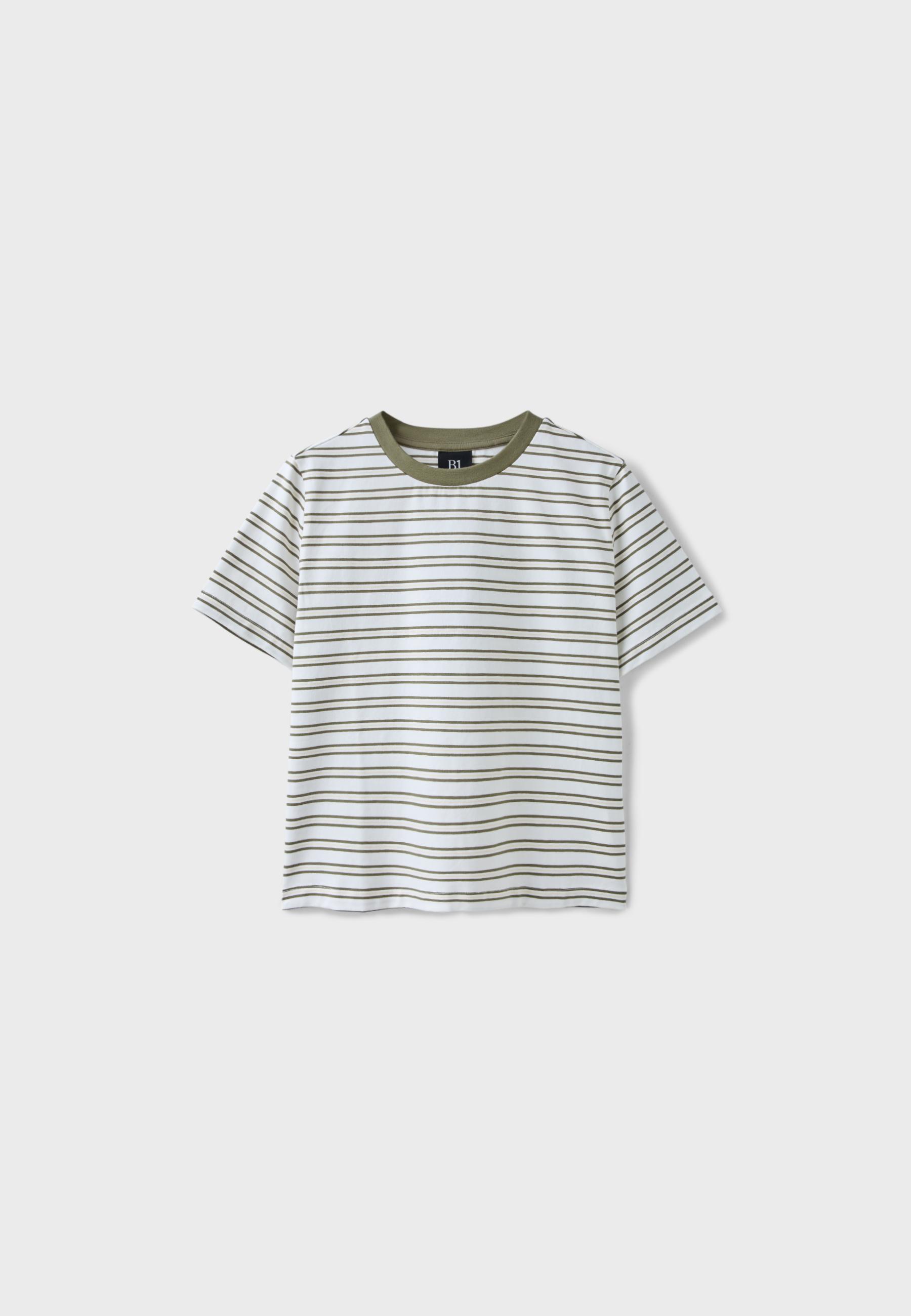 B01 Regular striped T-shirt — Khaki