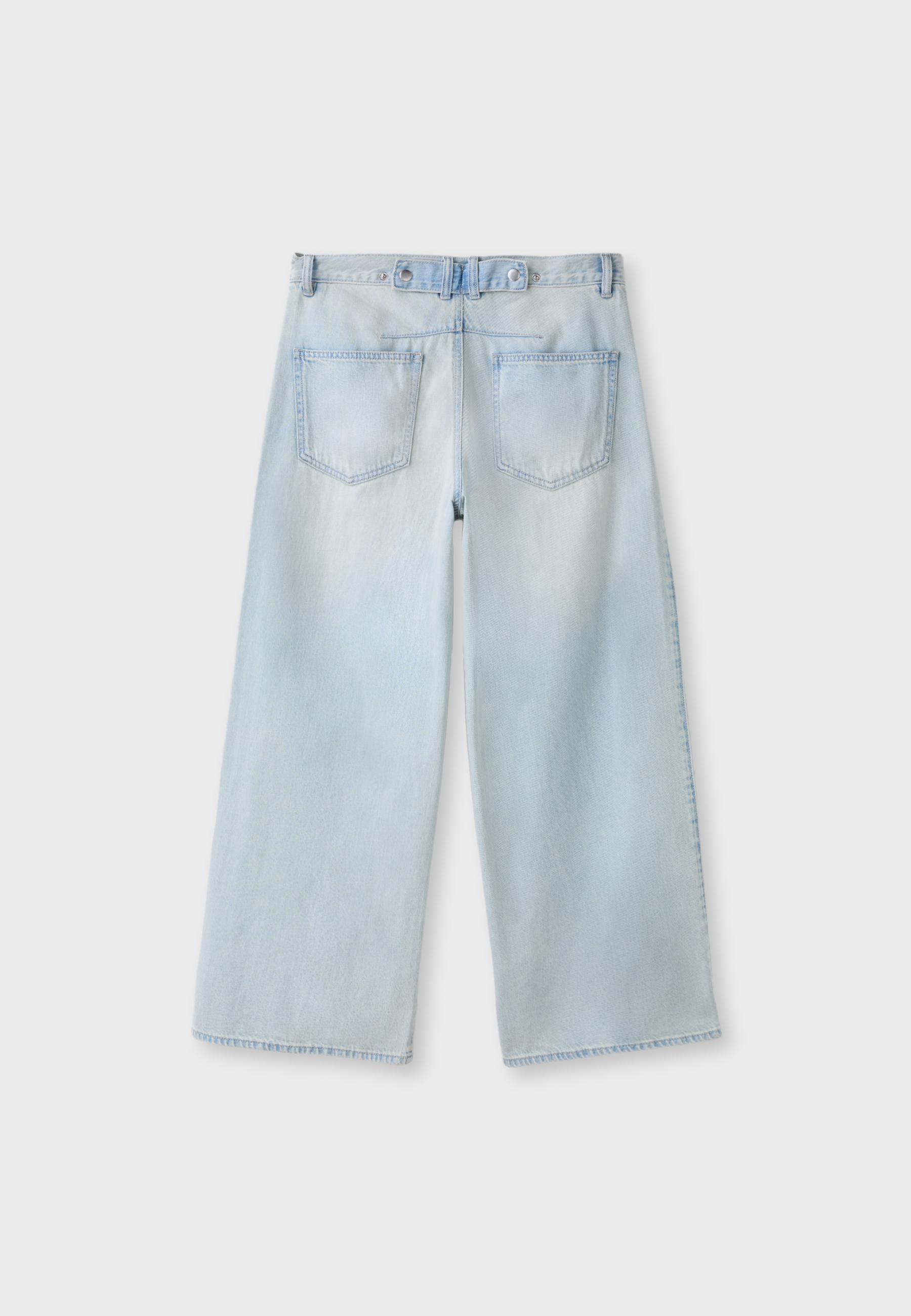 Pleated super wide-leg jeans — LIGHT BLEACH