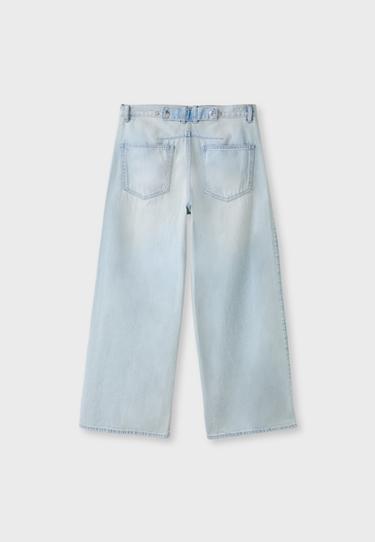 Wide-leg pleated jeans — LIGHT BLEACH 8