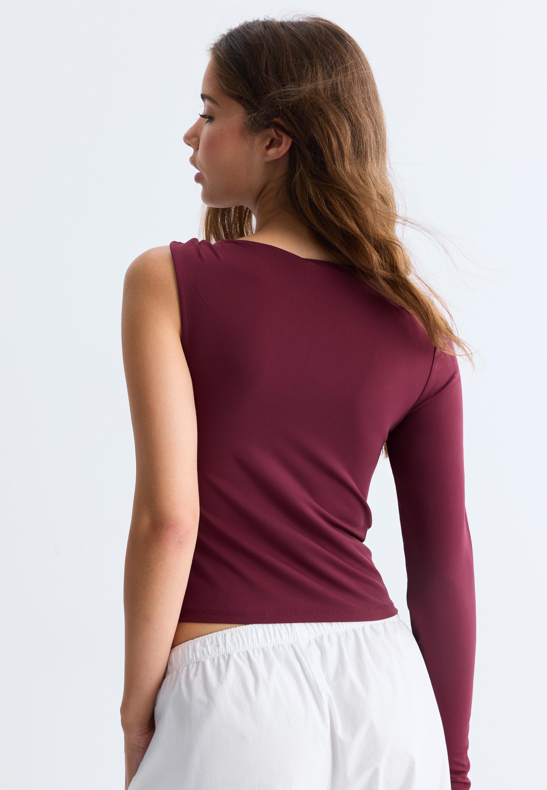 Asymmetric T-shirt with metal buckle — Purple