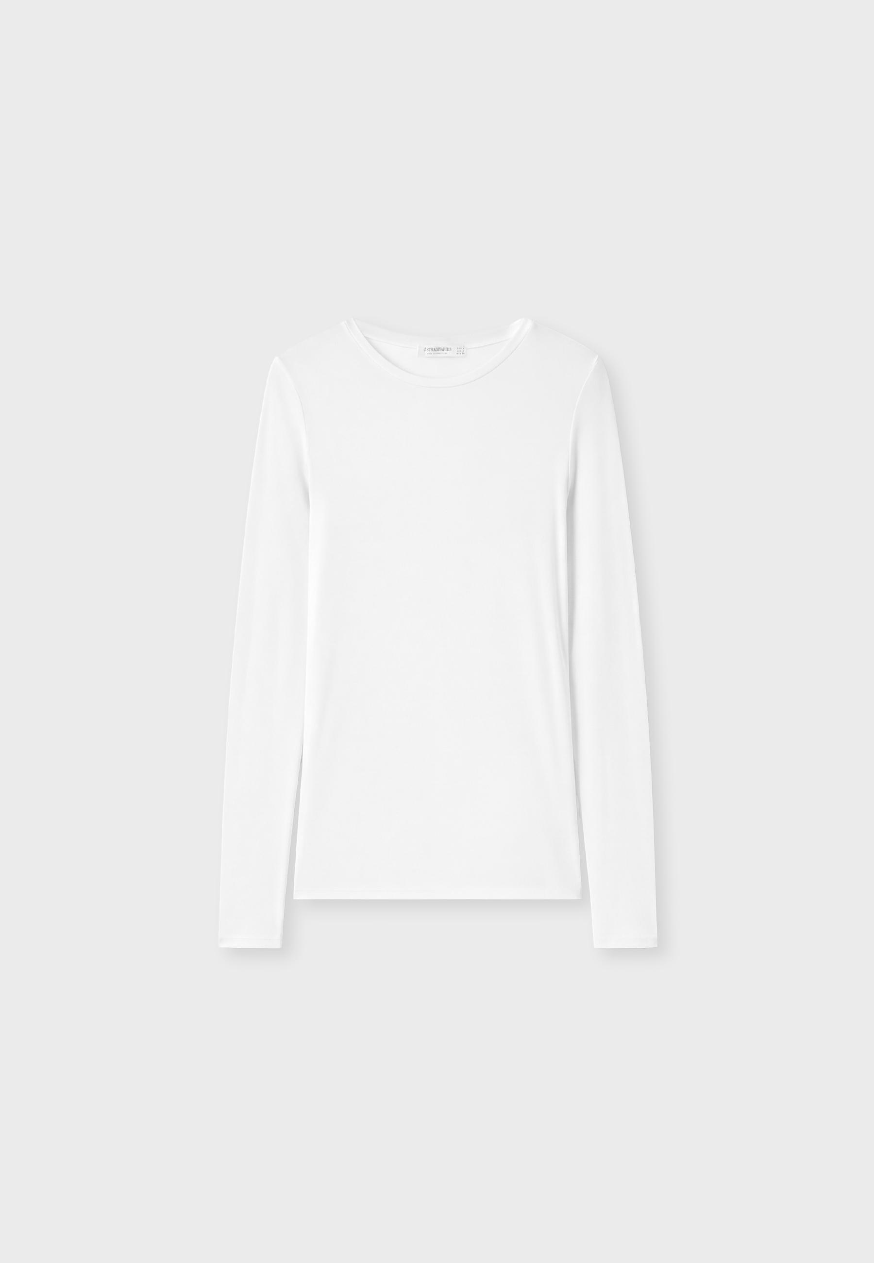Stradivarius %100 supima® pamuklu uzun kollu t-shirt görsel 6